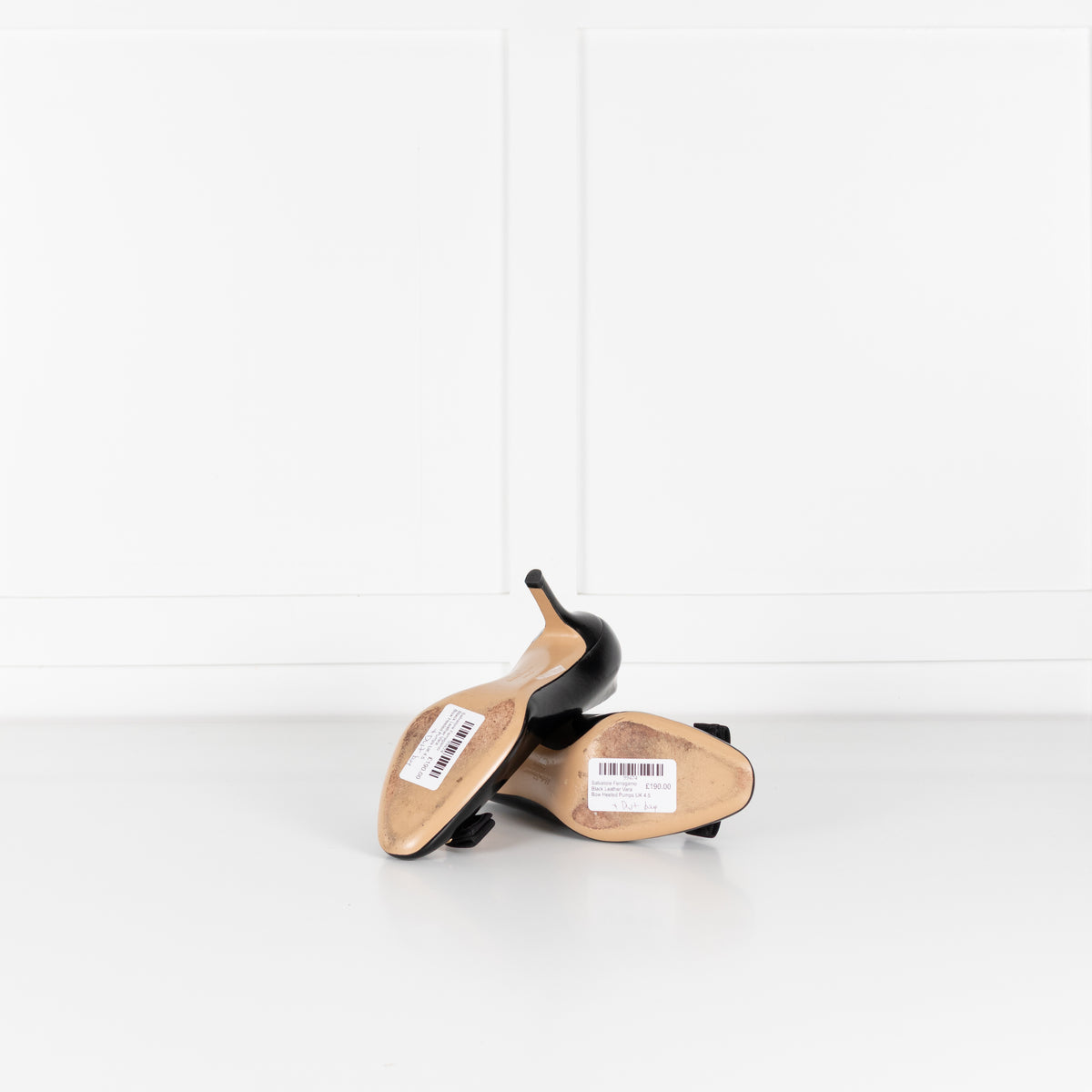 Salvatore Ferragamo Black Leather Vara Bow Heeled Pumps