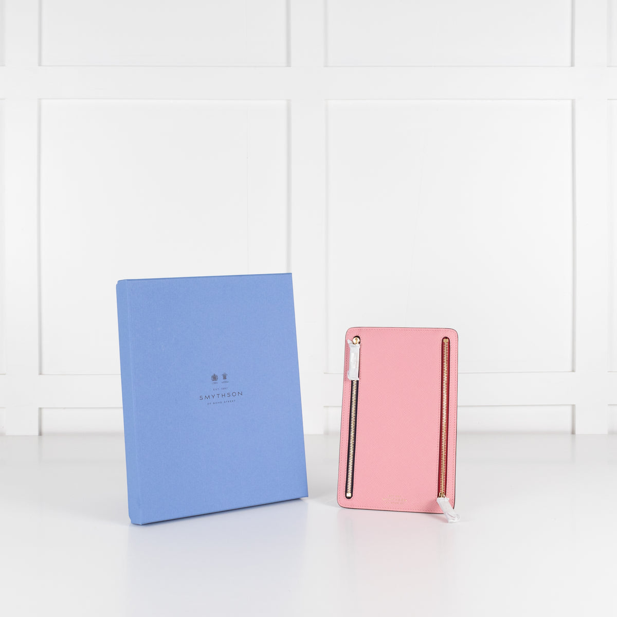 Smythson Candy Pink Multi-Zip  Cross Grain Leather Case