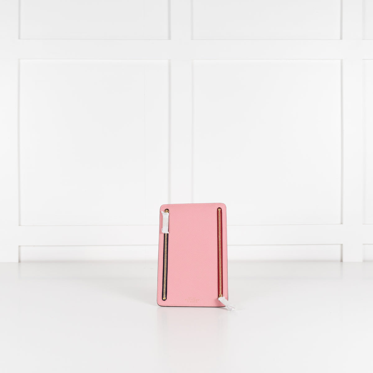 Smythson Candy Pink Multi-Zip  Cross Grain Leather Case