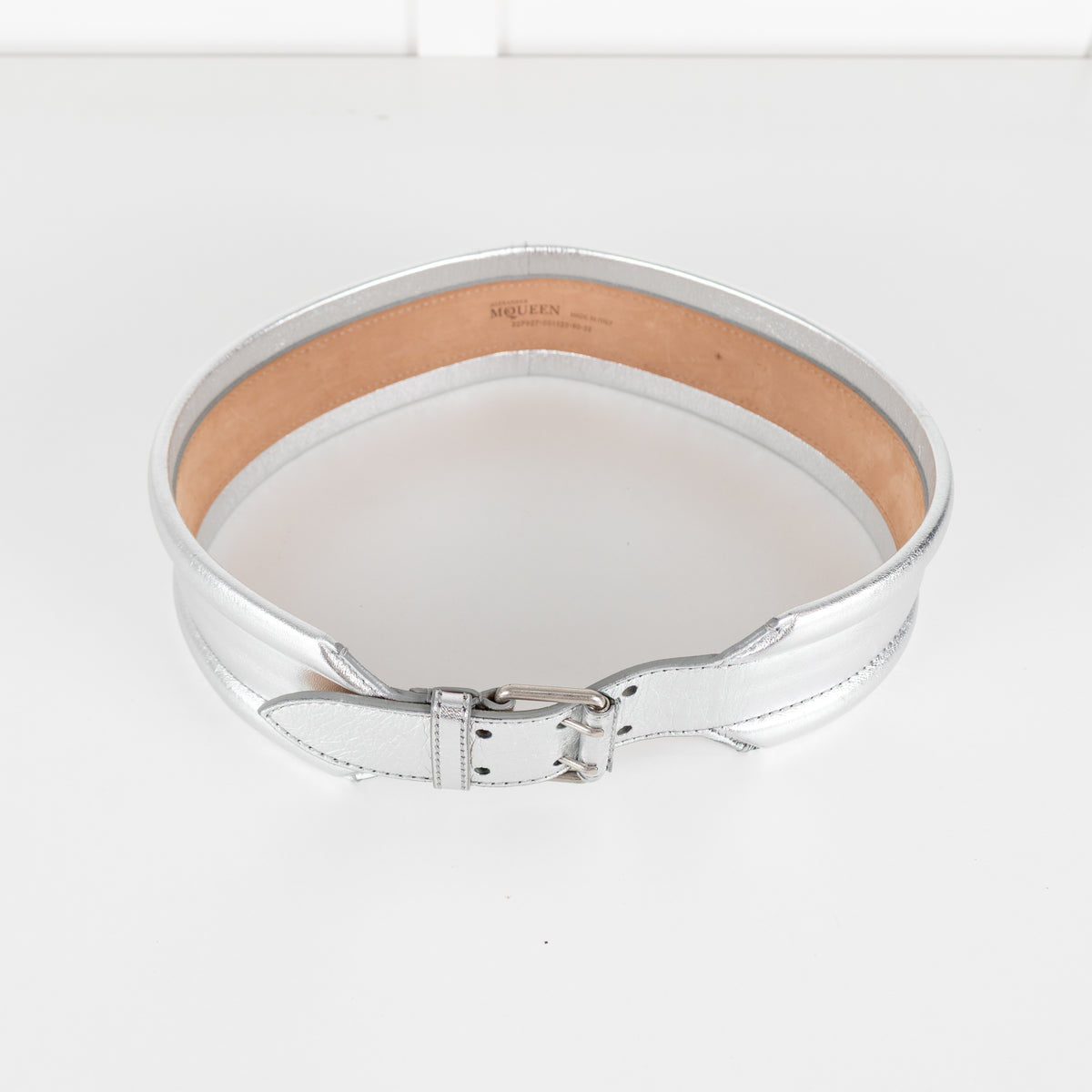 Alexander McQueen Silver Wide Waist Belt