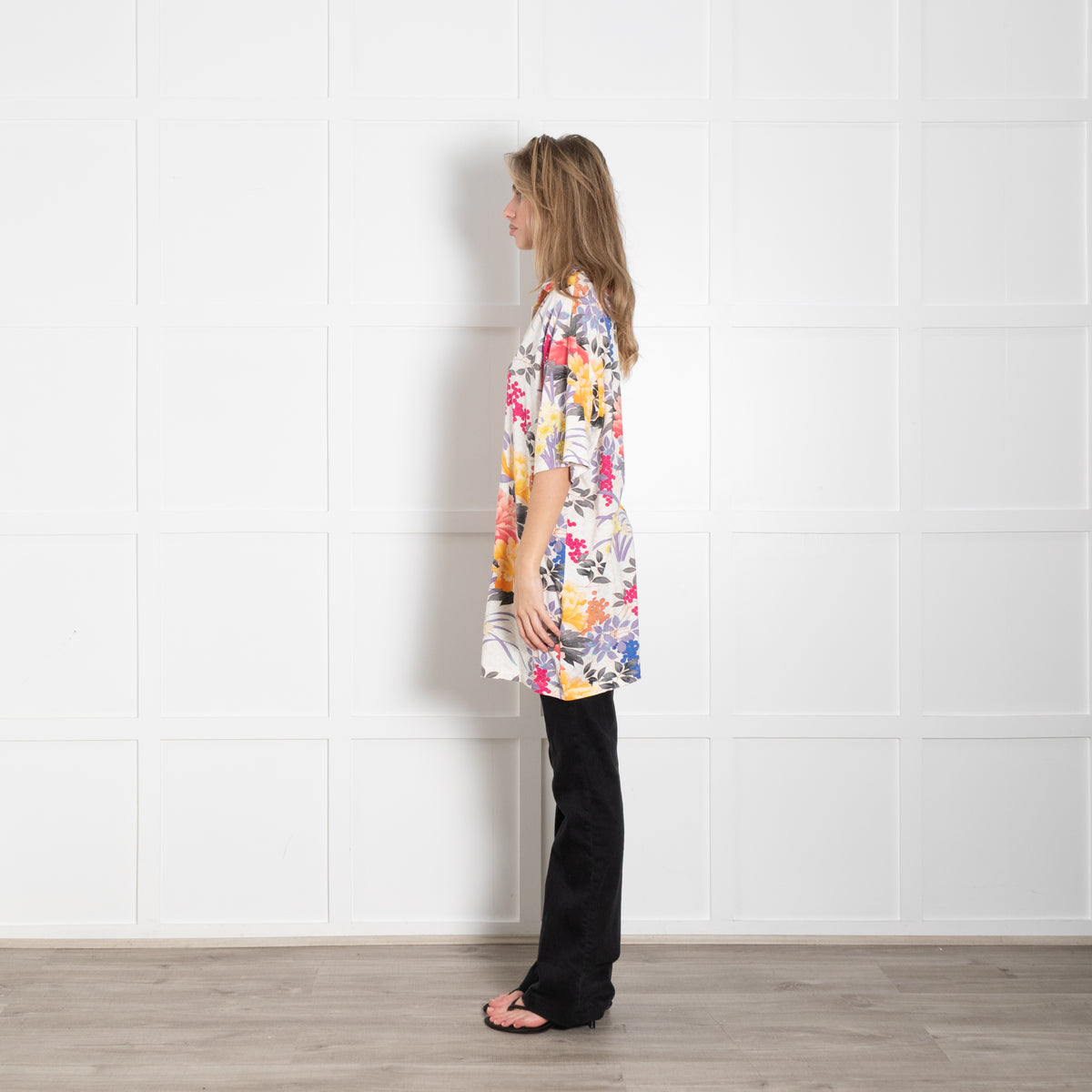 Etro Cream Multicolour Floral Short Sleeve Cotton Top
