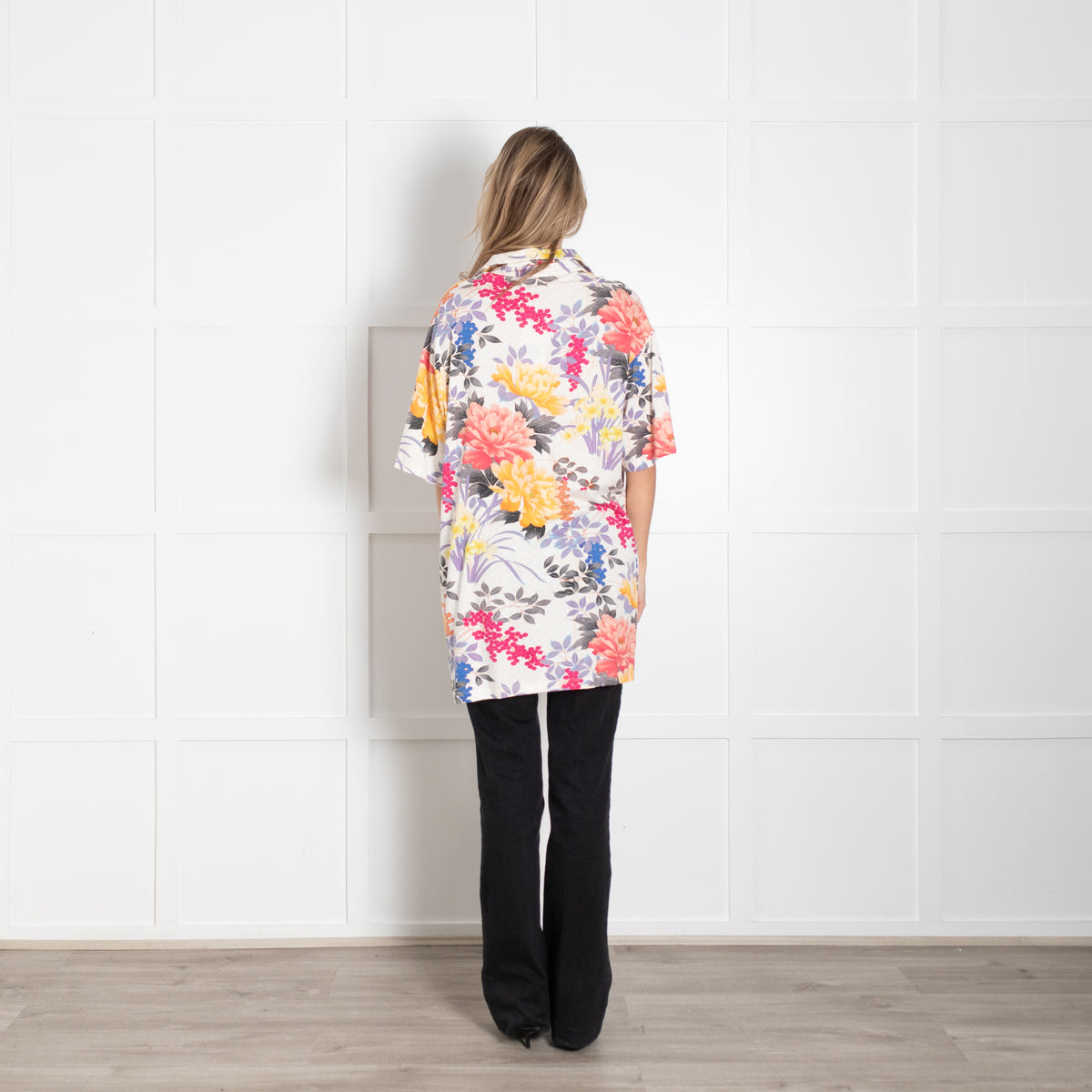 Etro Cream Multicolour Floral Short Sleeve Cotton Top