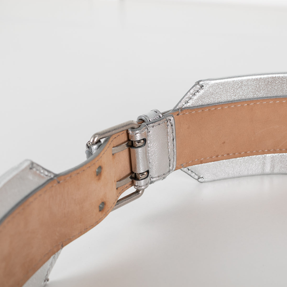 Alexander McQueen Silver Wide Waist Belt