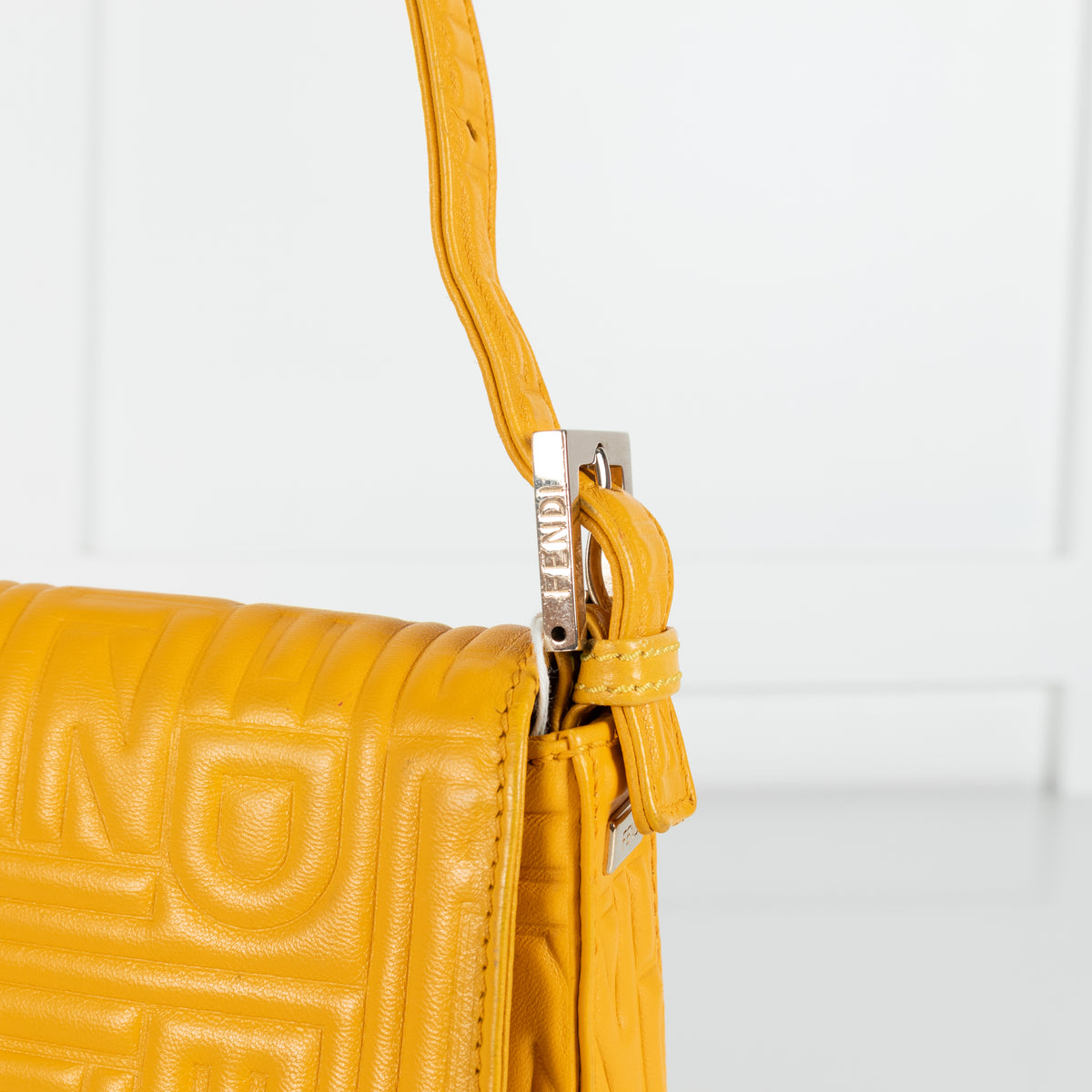 Fendi Yellow Leather Vintage Medium Baguette