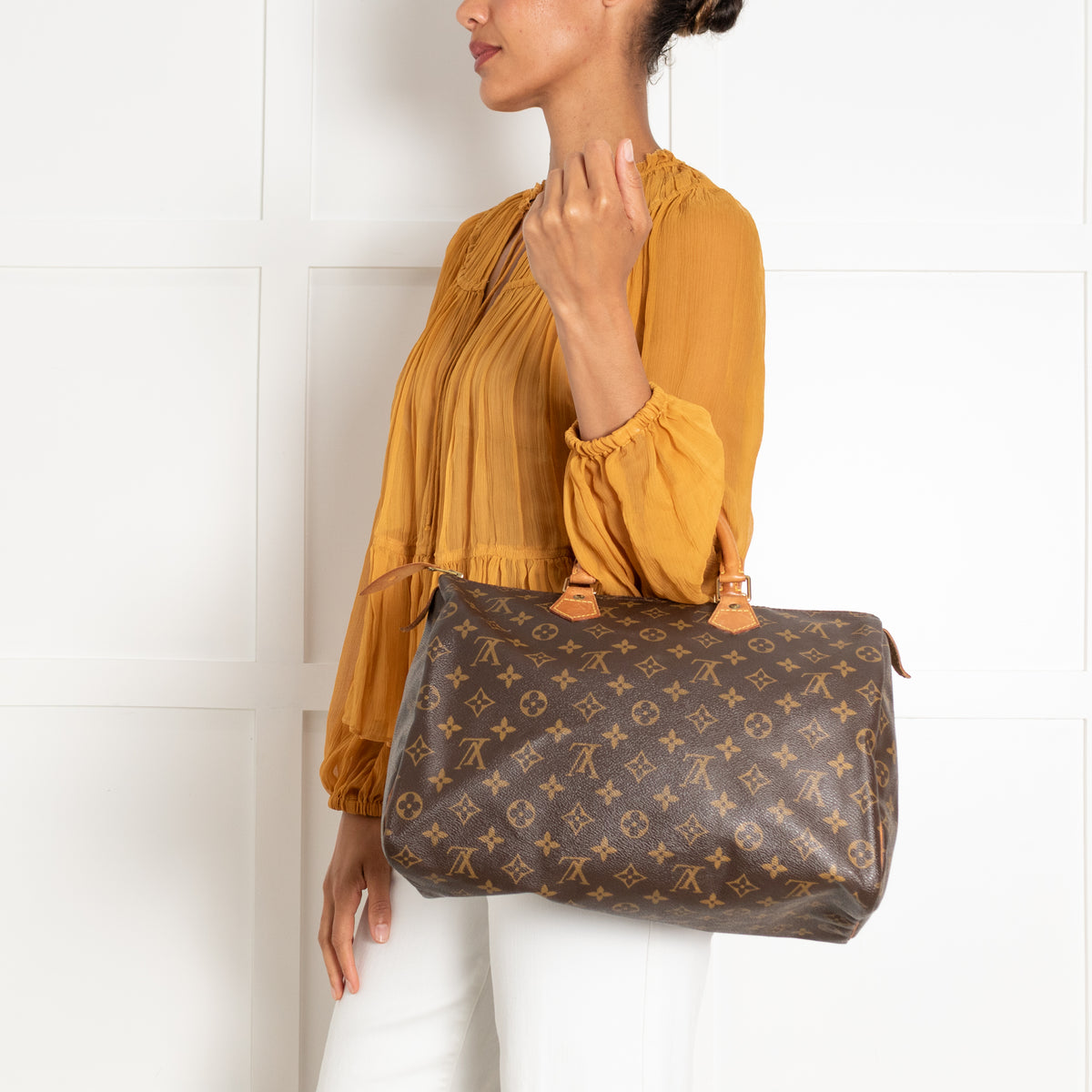 Louis Vuitton Brown Coated Canvas Monogram Speedy 35