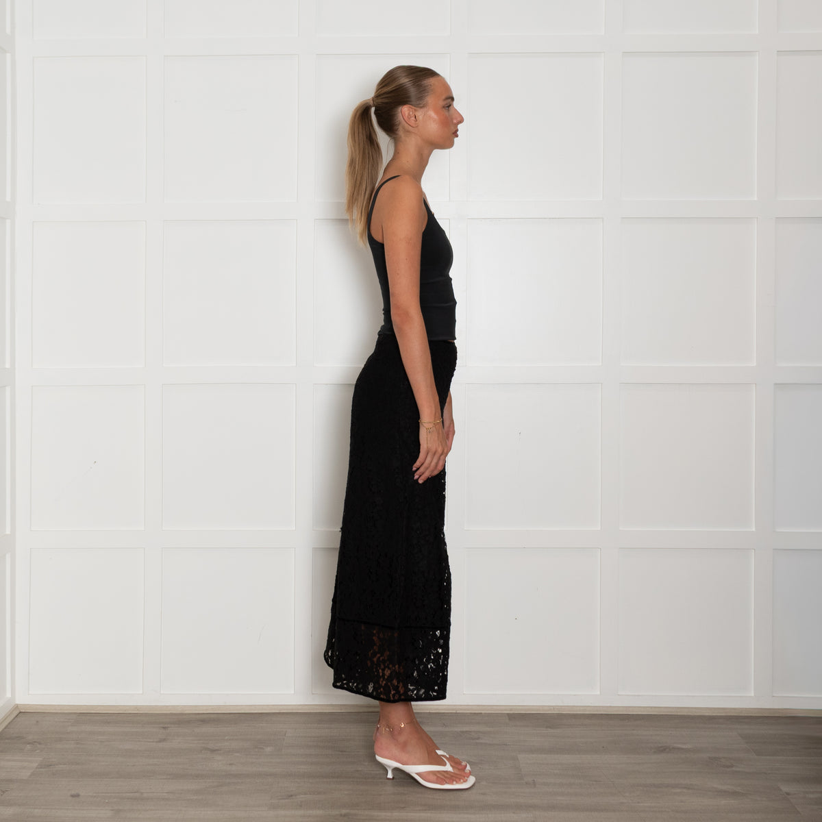 See By Chloe Black Broderie Anglaise Flare Trousers