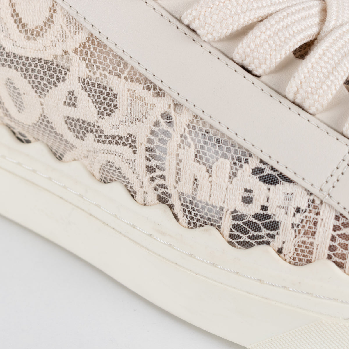 Chloe Cream Lace Mesh Lauren Sneakers