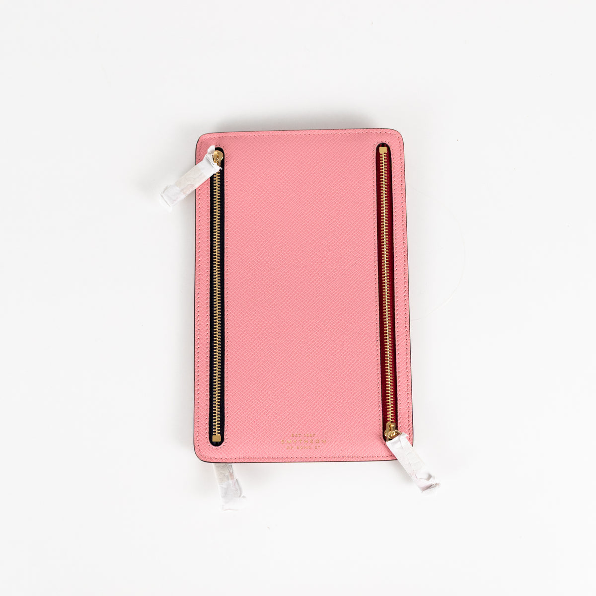 Smythson Candy Pink Multi-Zip  Cross Grain Leather Case