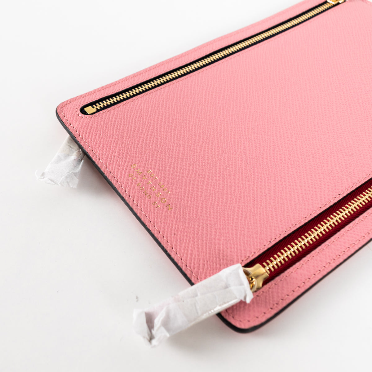 Smythson Candy Pink Multi-Zip  Cross Grain Leather Case