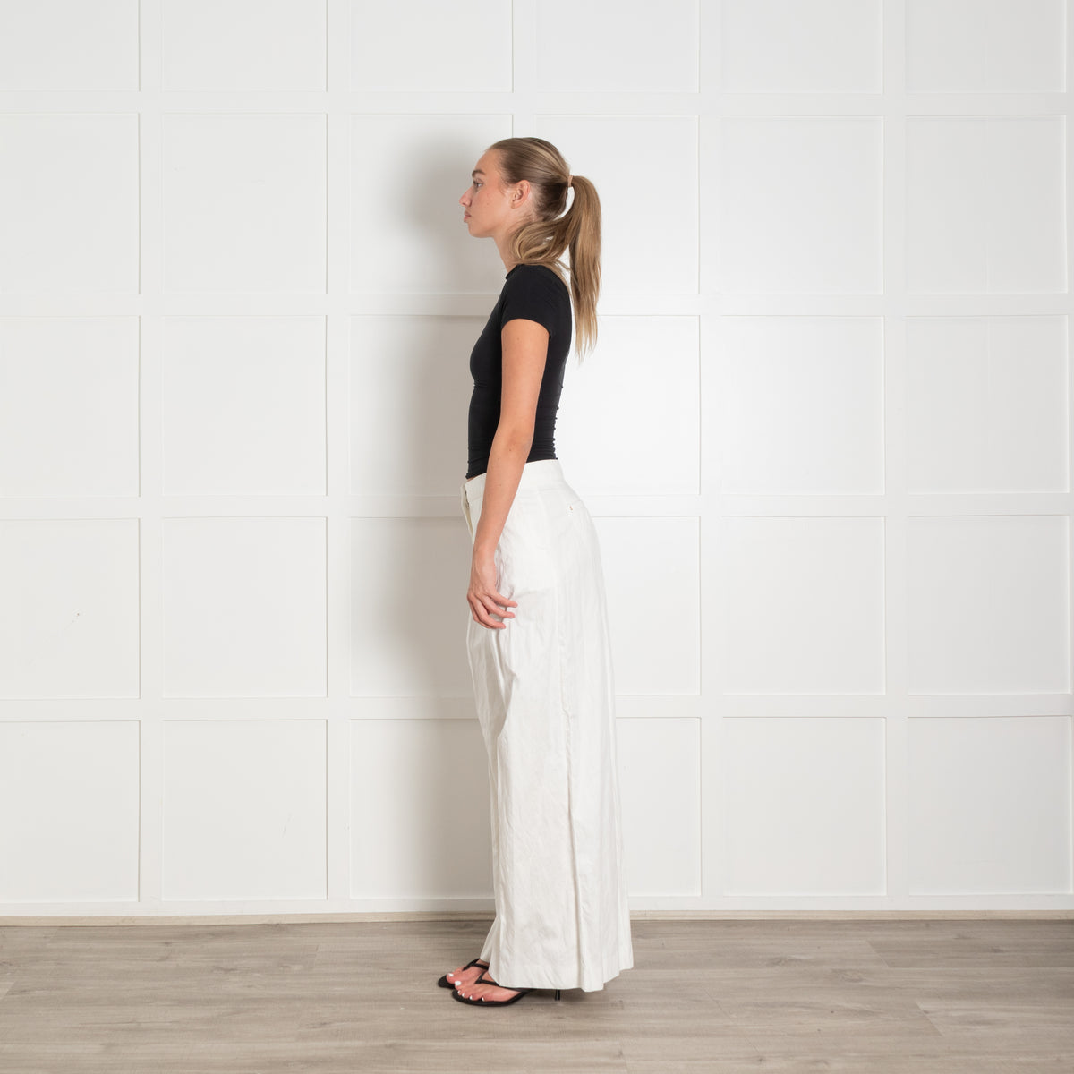 Sportmax White Cotton Ultra Wide Leg Trousers