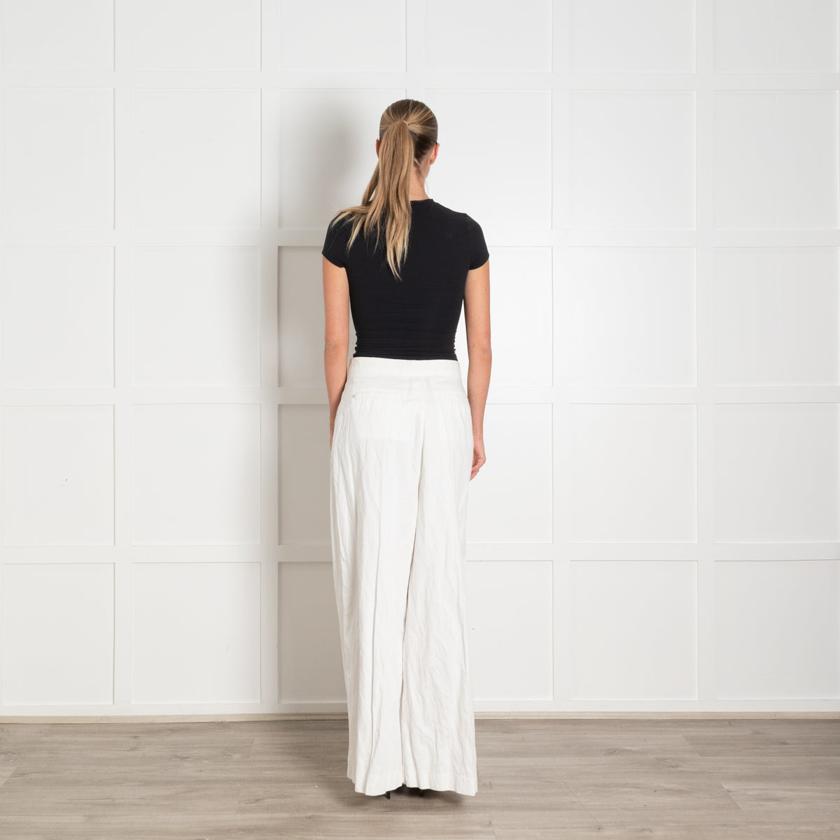 Sportmax White Cotton Ultra Wide Leg Trousers