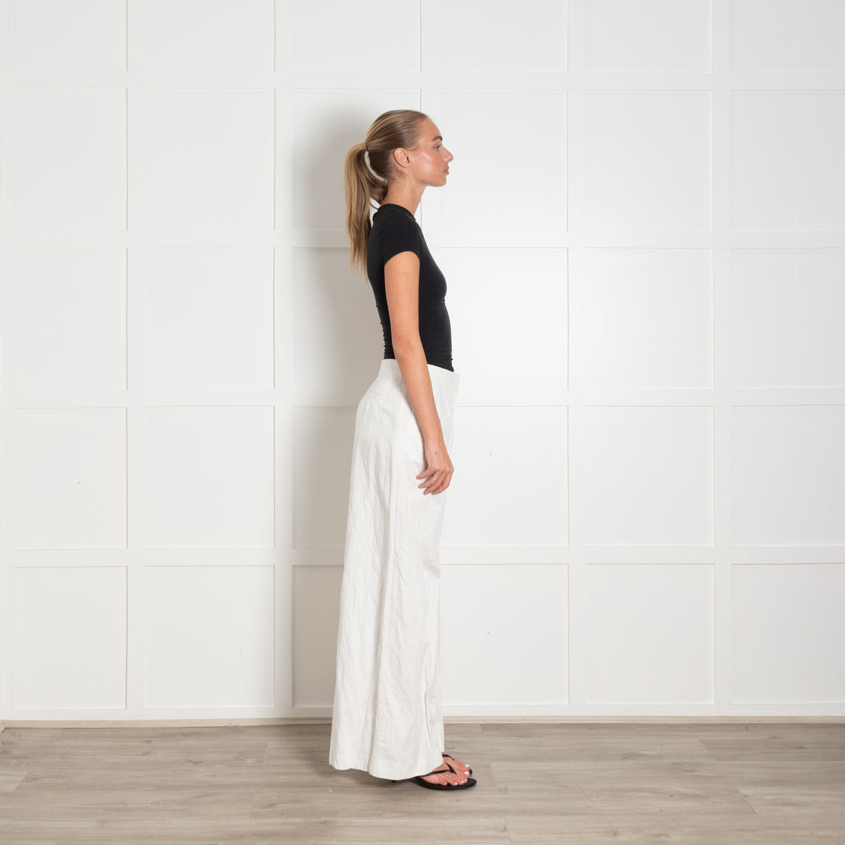Sportmax White Cotton Ultra Wide Leg Trousers