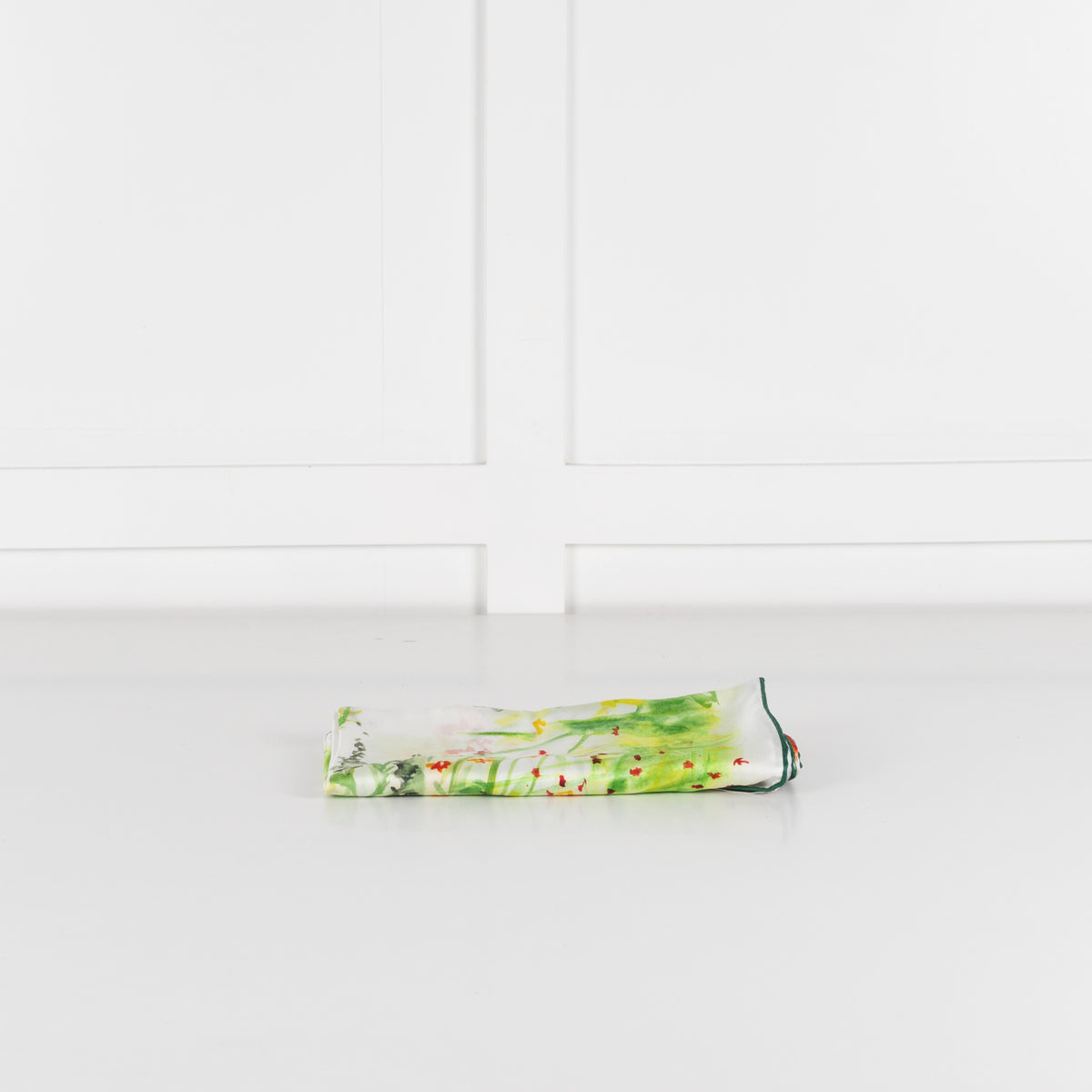 Lafayette 148 Cream Green Floral Silk Scarf