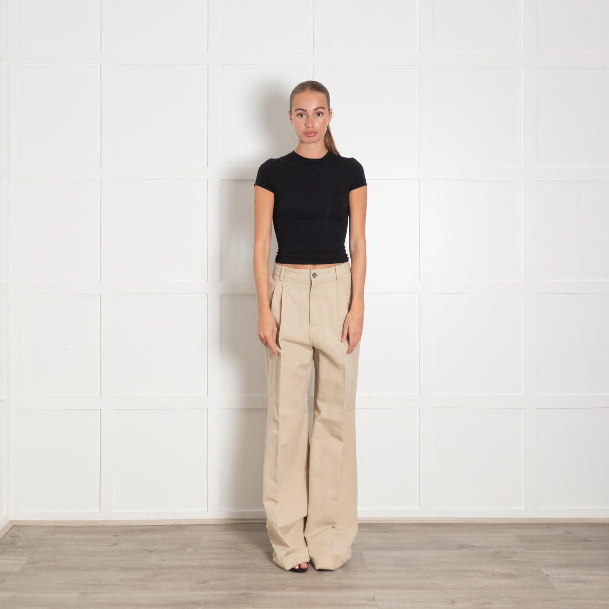 Nili Lotan Beige Pleat Front Trousers