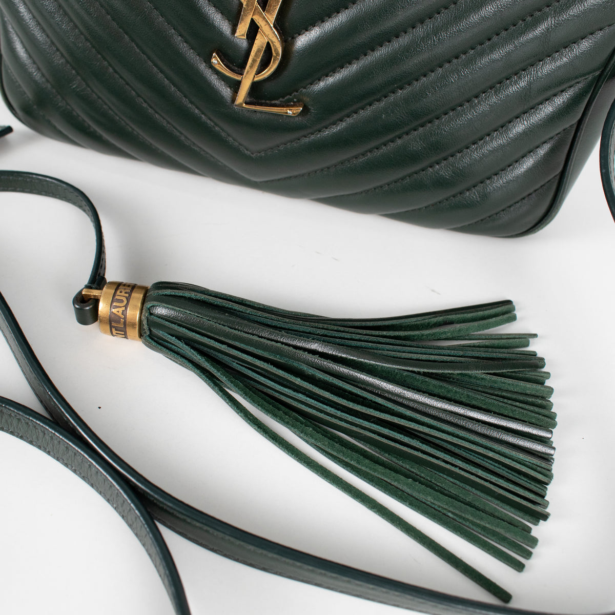 Saint Laurent Green Lou Quilted Leather Camera Bag