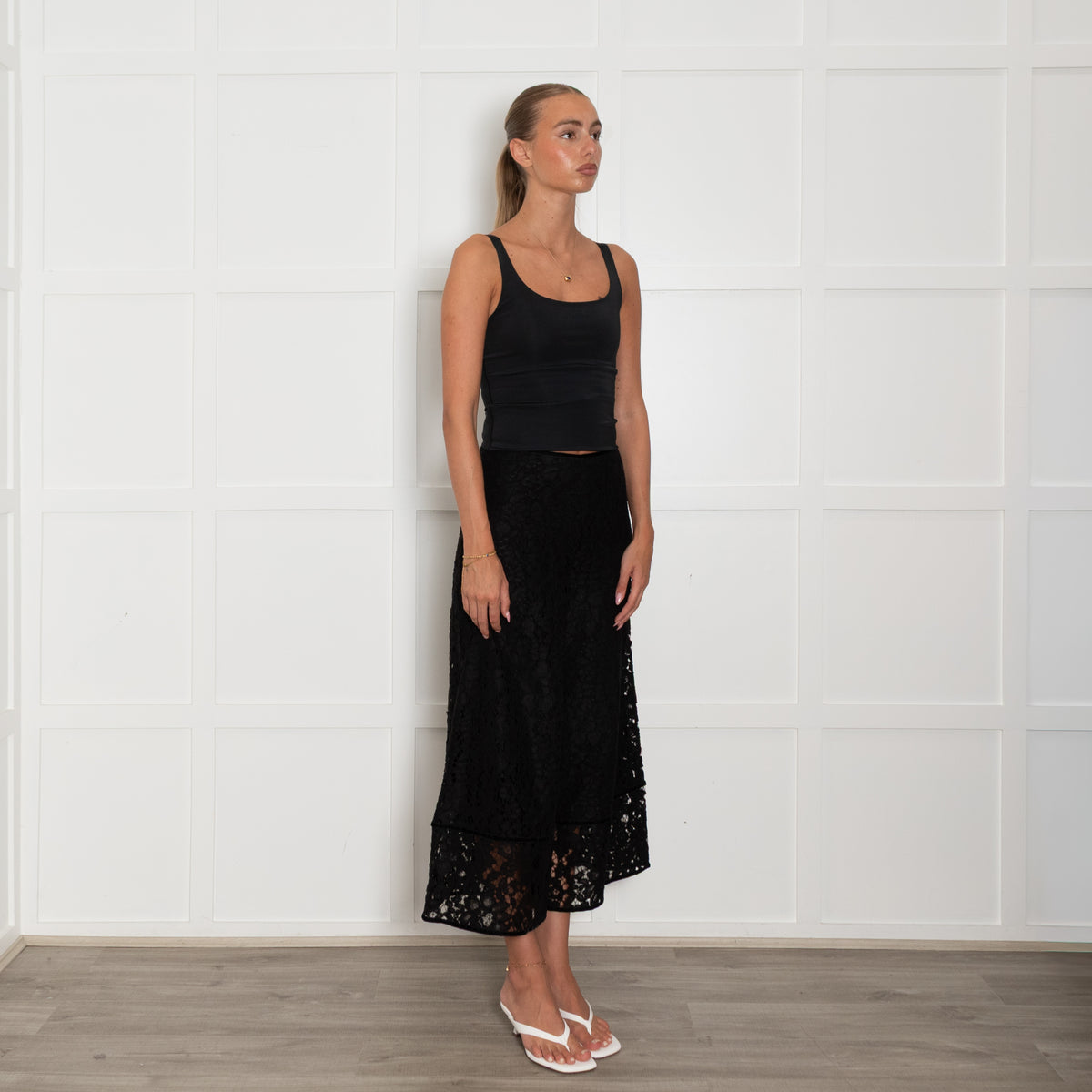 See By Chloe Black Broderie Anglaise Flare Trousers