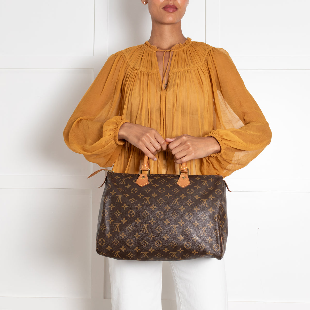 Louis Vuitton Brown Coated Canvas Monogram Speedy 35