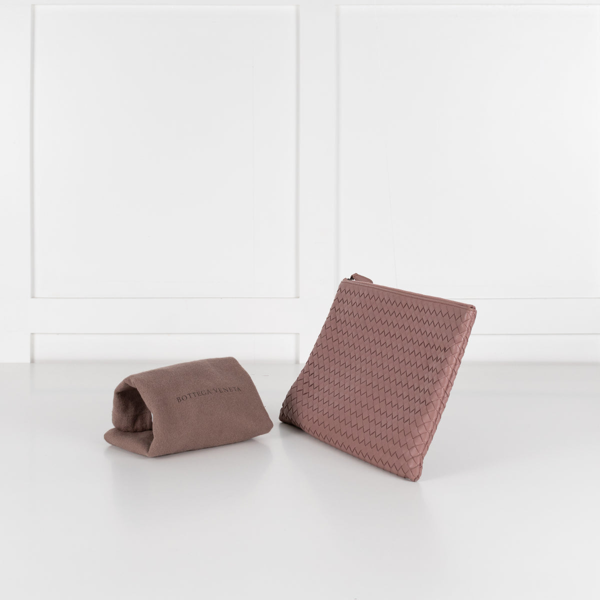 Bottega Veneta Blush Intrecciato Leather Pouch
