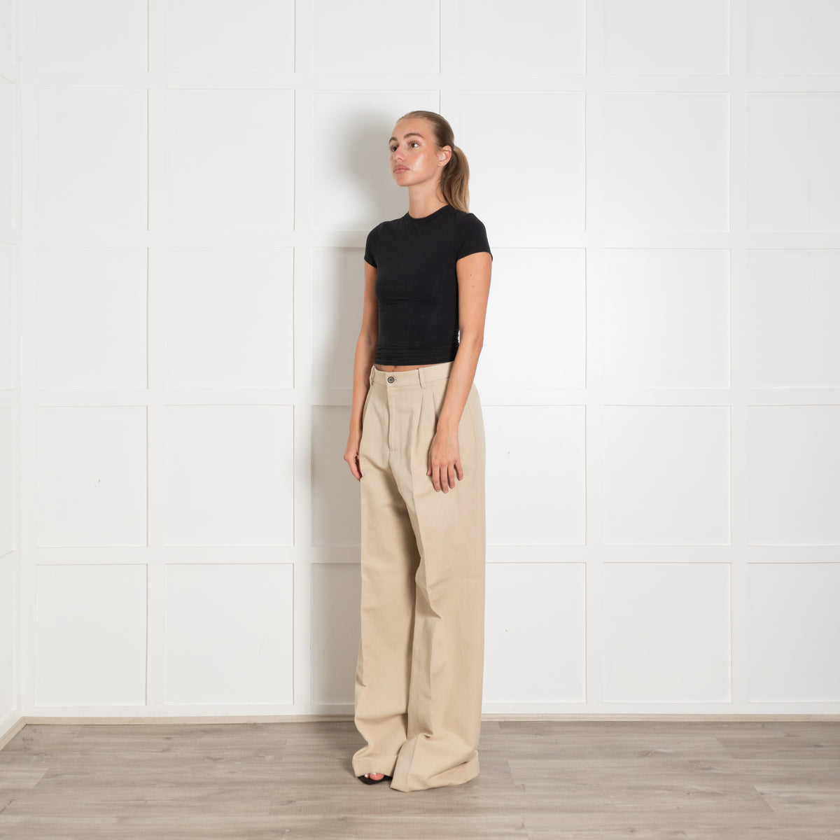Nili Lotan Beige Pleat Front Trousers