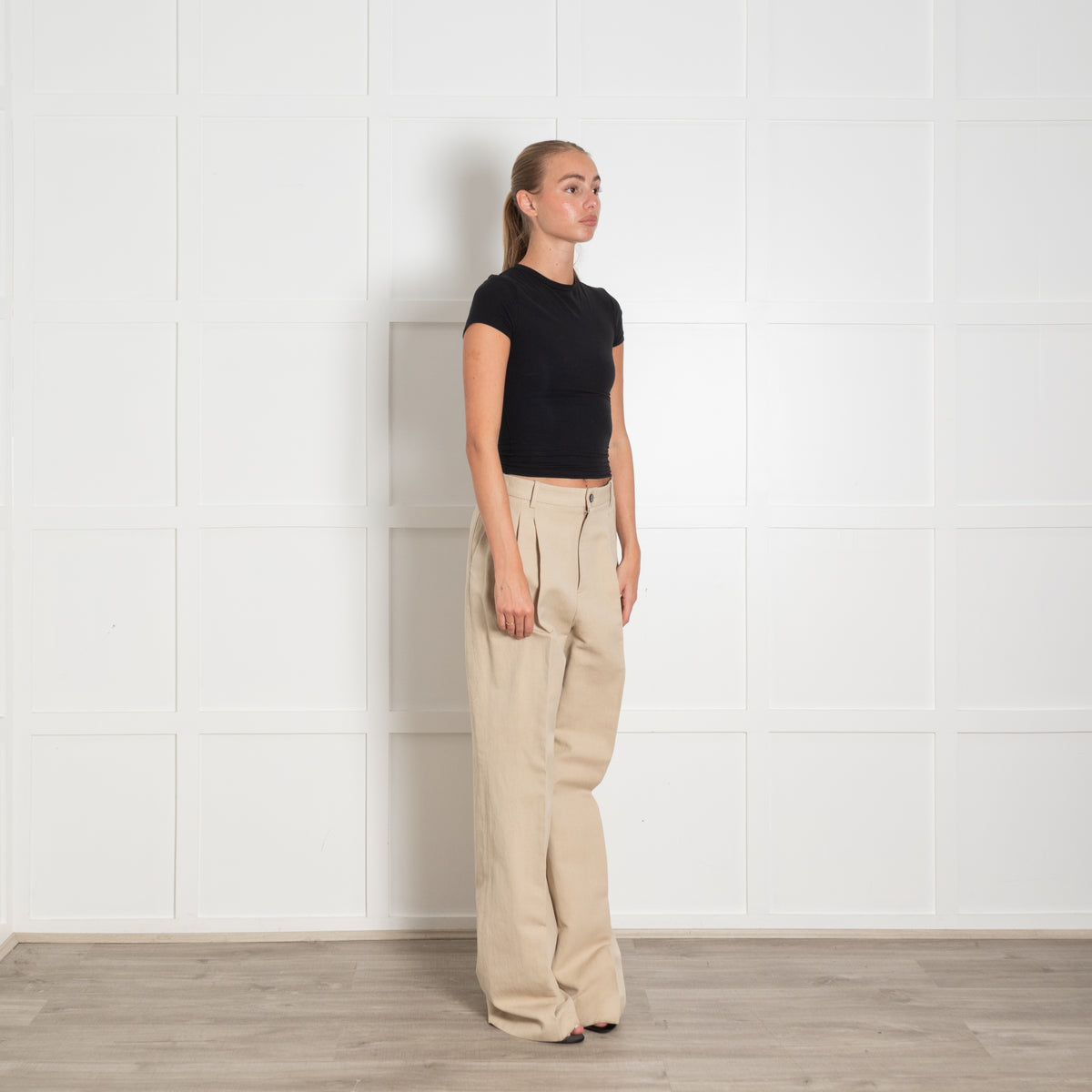 Nili Lotan Beige Pleat Front Trousers