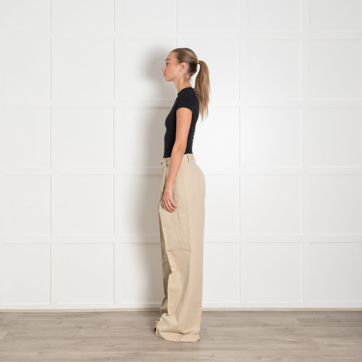 Nili Lotan Beige Pleat Front Trousers