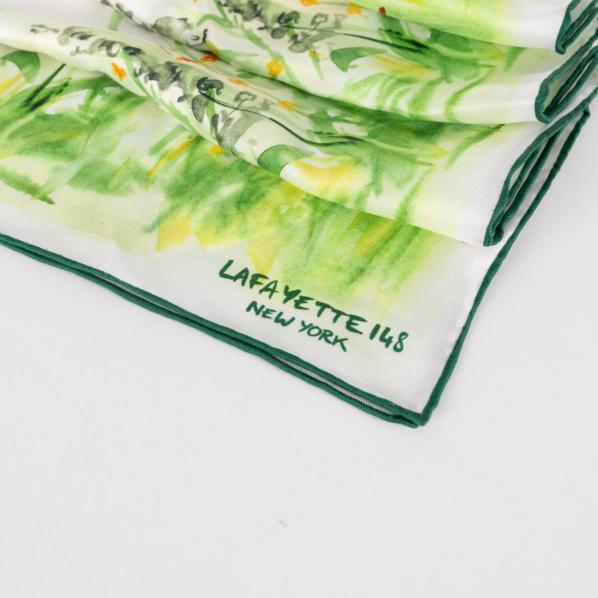 Lafayette 148 Cream Green Floral Silk Scarf