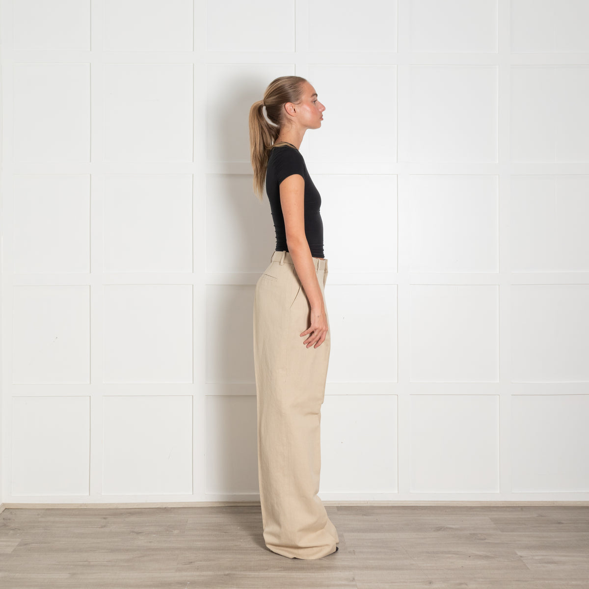 Nili Lotan Beige Pleat Front Trousers