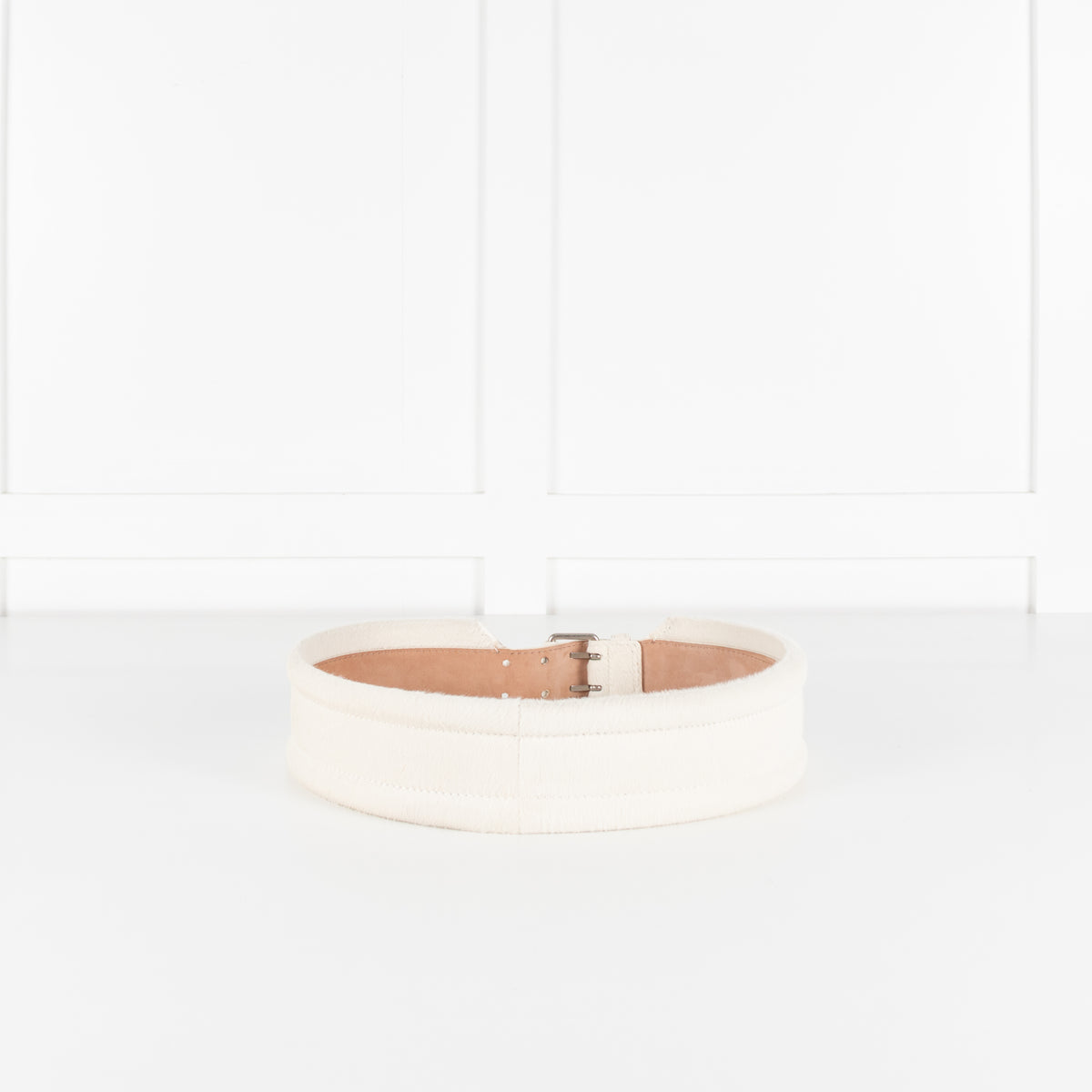 Alexander McQueen White Pony Hair Wide Waist Belt