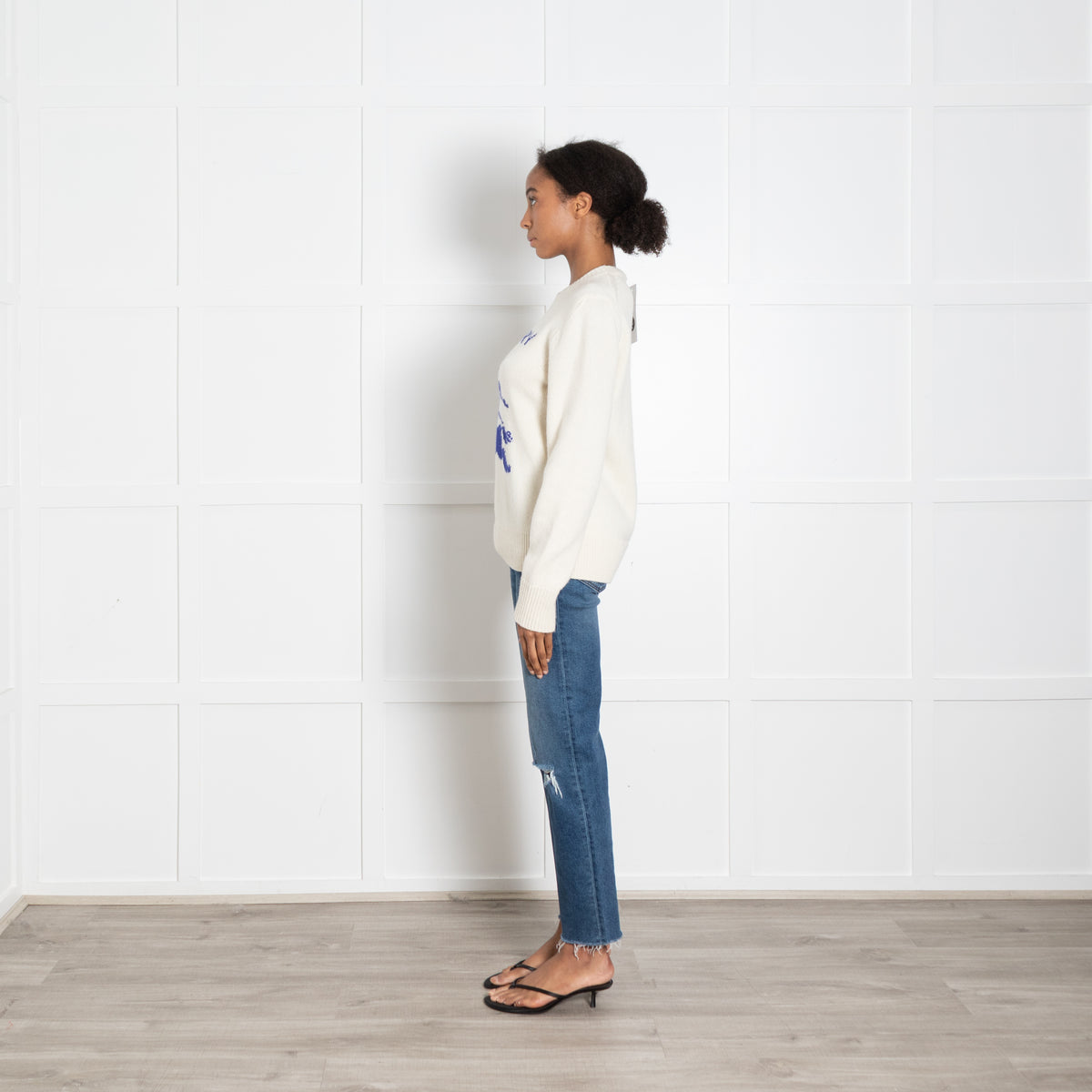 Burberry Cream Cashmere with Blue Horse Emblem
