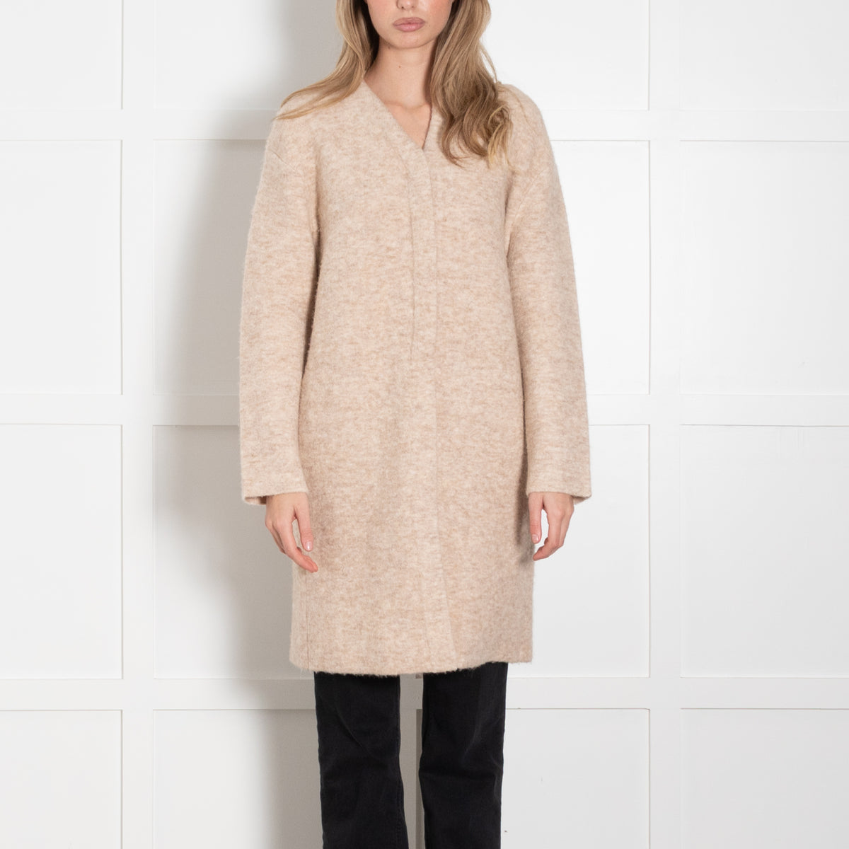 Vince Beige Wool Blend Knit Coat