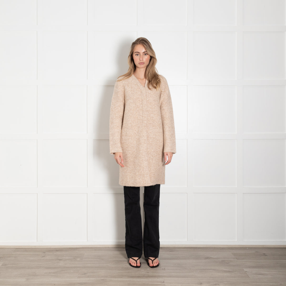 Vince Beige Wool Blend Knit Coat