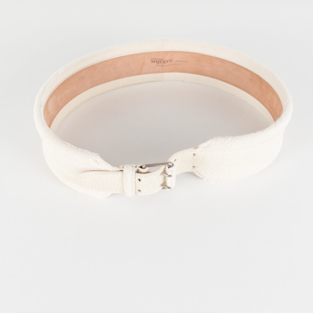 Alexander McQueen White Pony Hair Wide Waist Belt