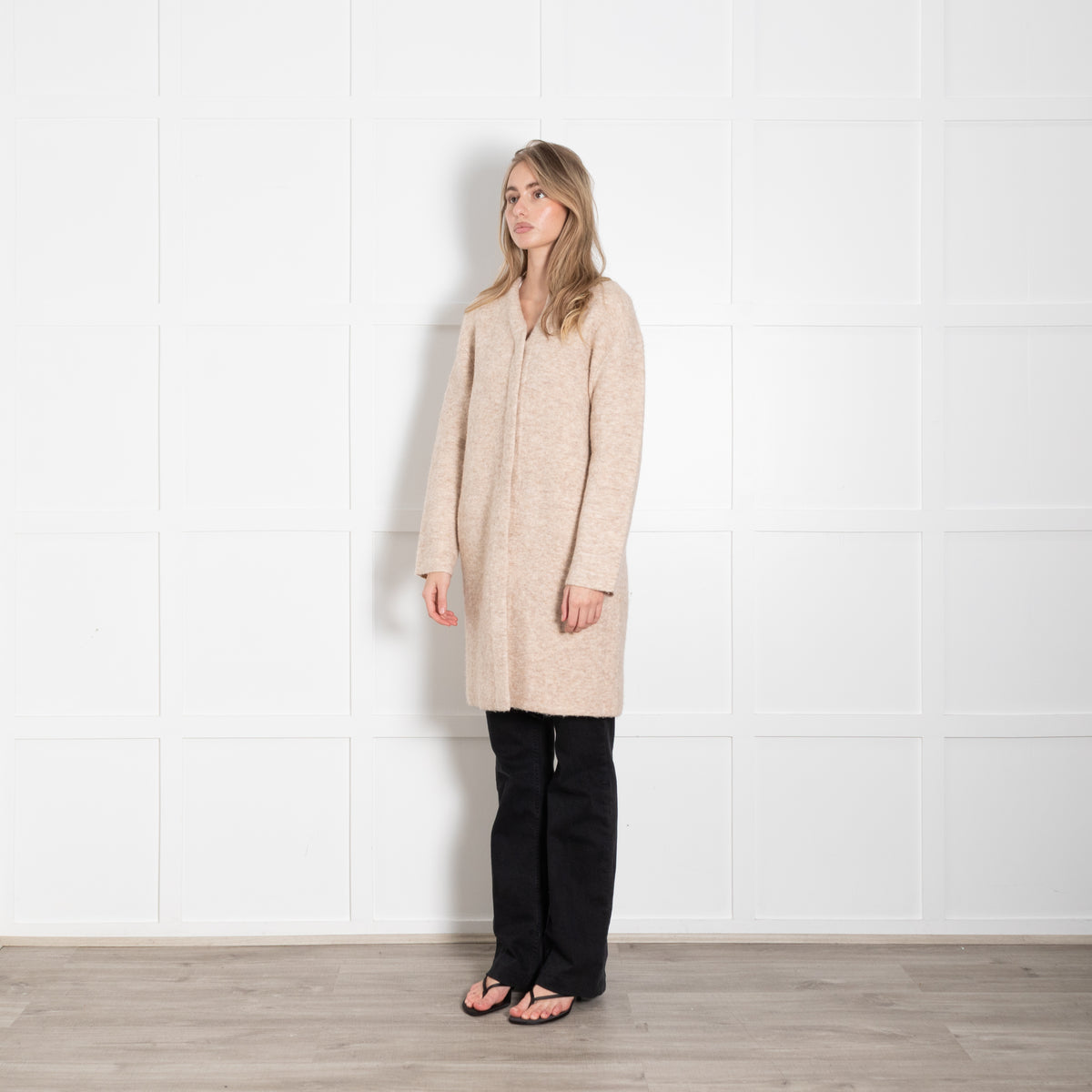 Vince Beige Wool Blend Knit Coat