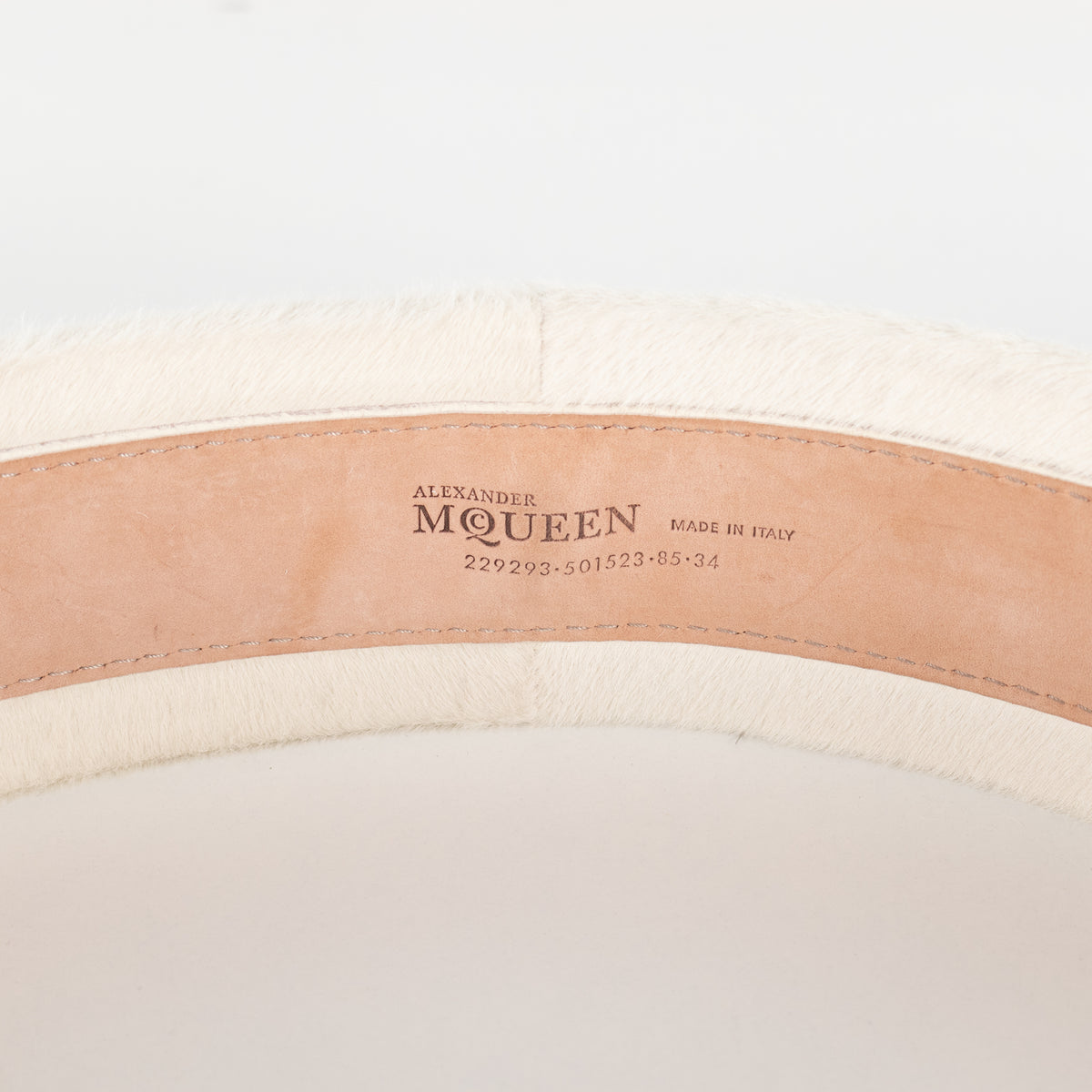 Alexander McQueen White Pony Hair Wide Waist Belt