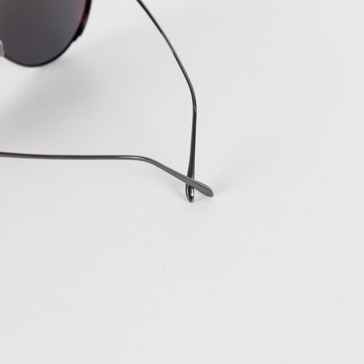 Linda Farrow Gunmetal Titanium Oversized Aviators with Black Lenses