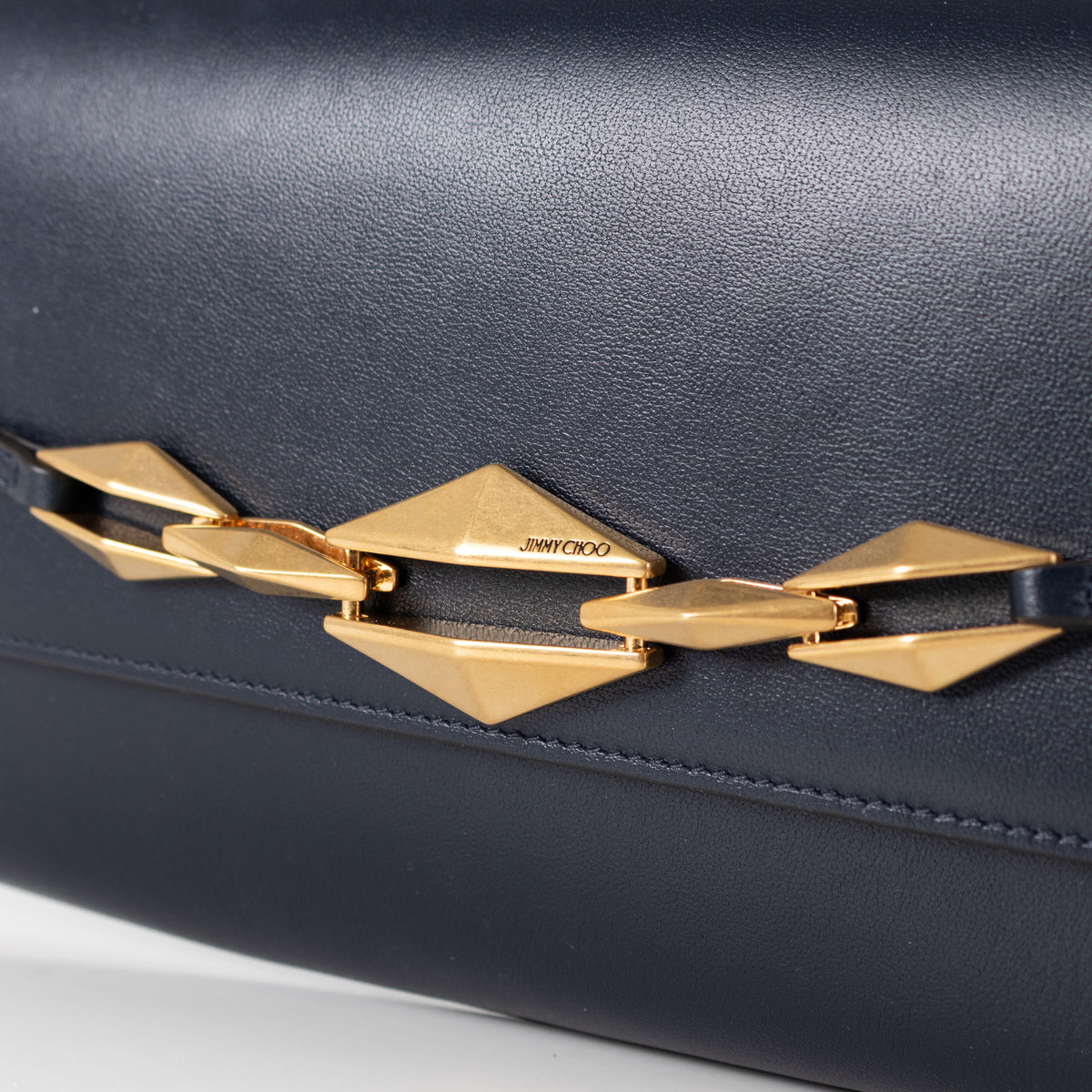 Jimmy Choo Navy Shoulder Bag with Geometric Chain