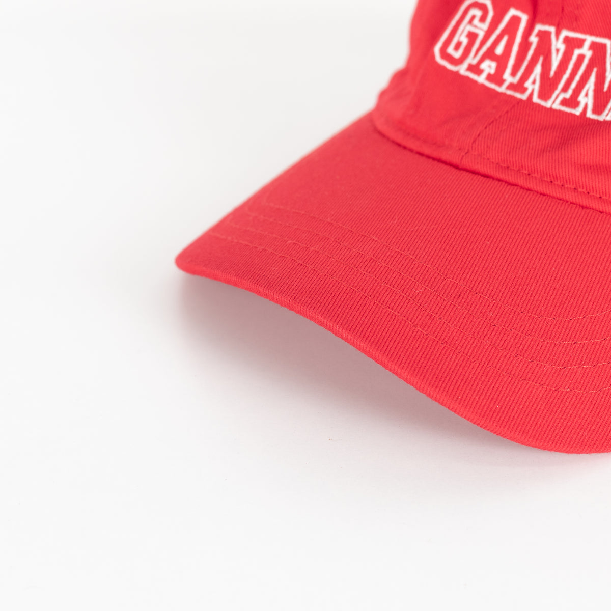 Ganni Red Cotton Hat With Front Logo Embroidered
