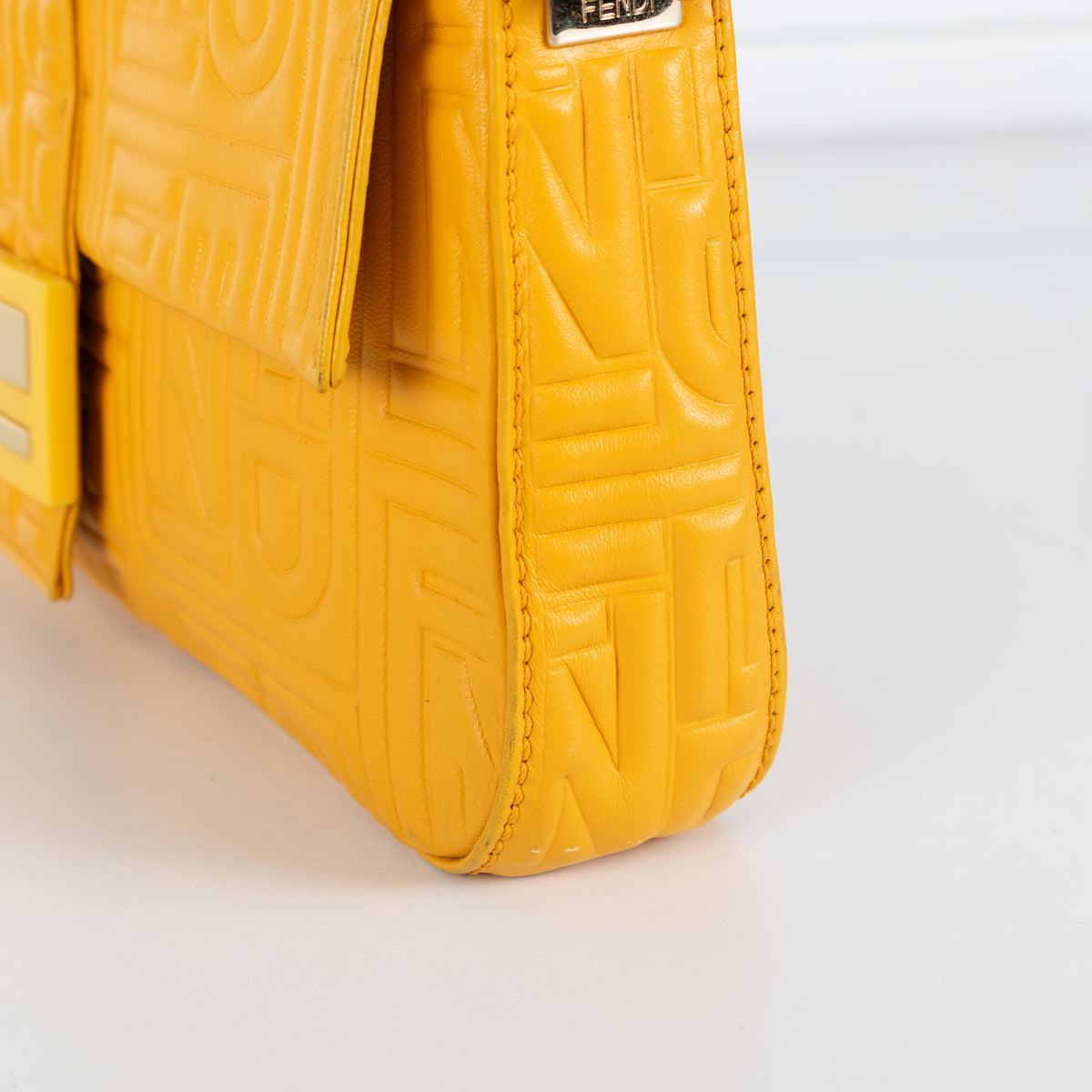 Fendi Yellow Leather Vintage Medium Baguette