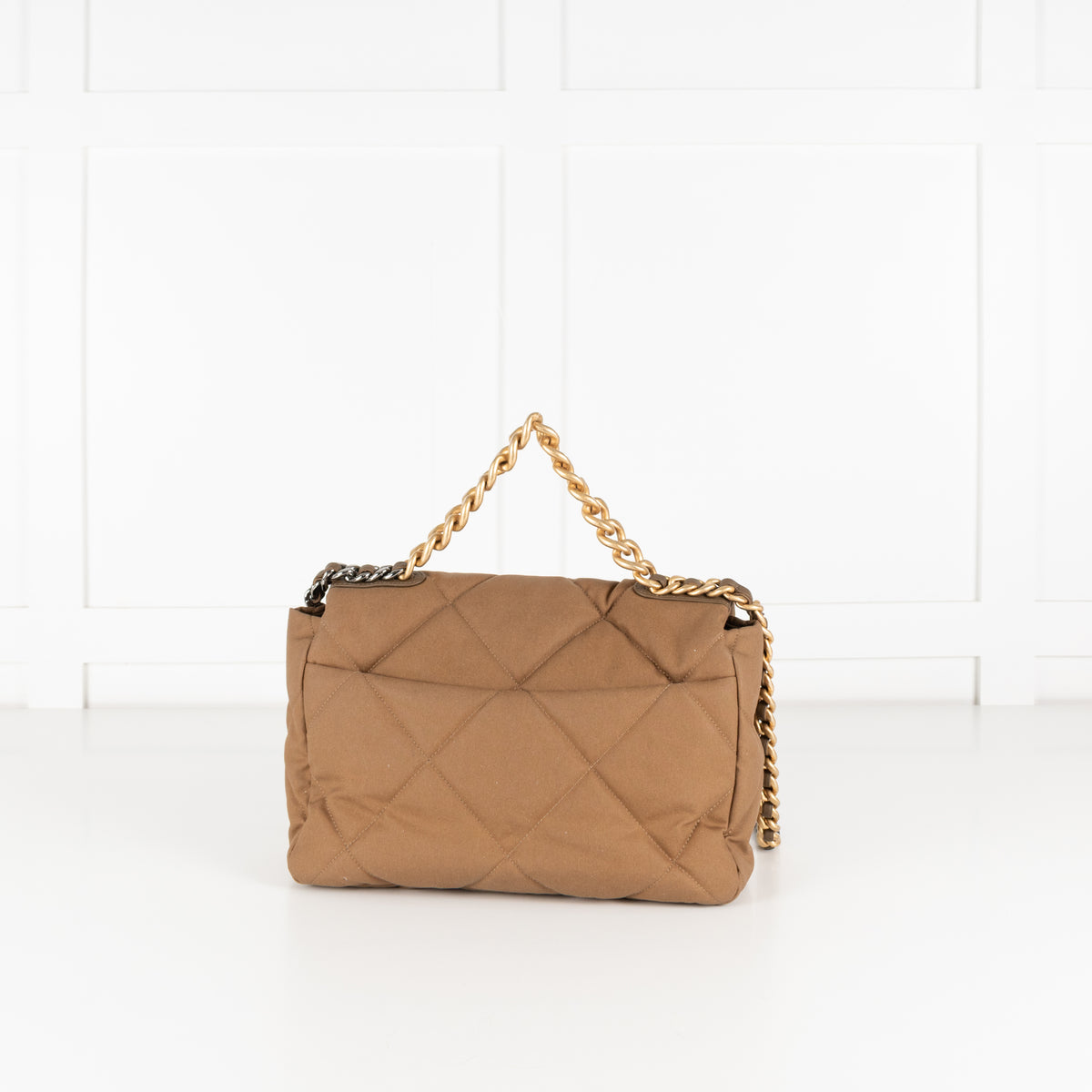 Chanel Fabric Khaki Quilted Shoulder Bag