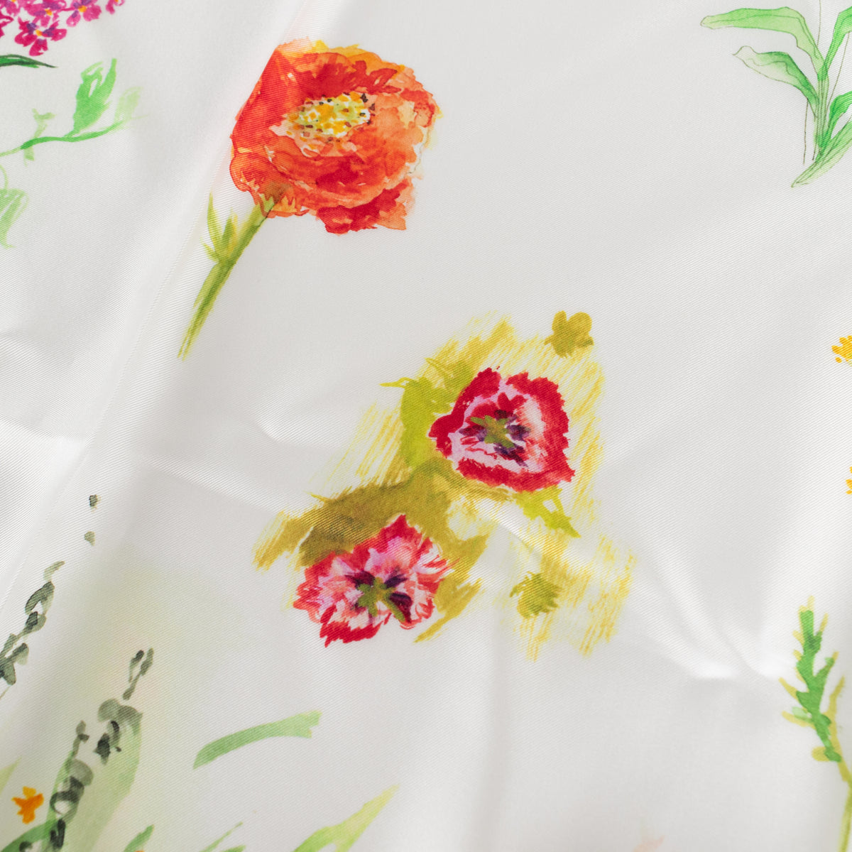Lafayette 148 Cream Green Floral Silk Scarf