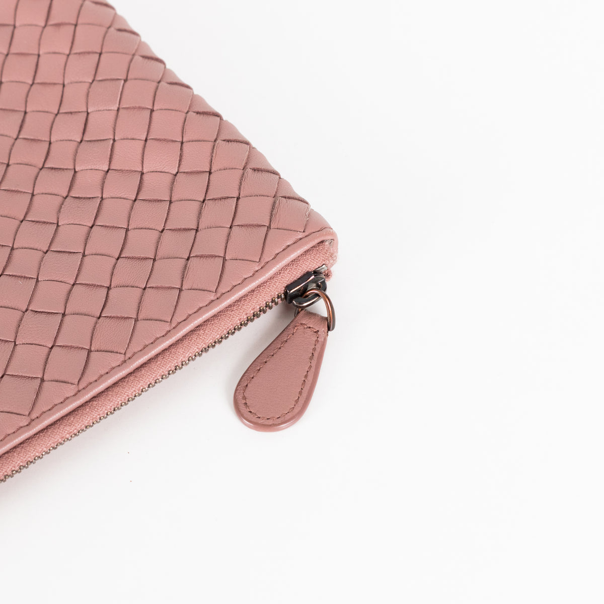 Bottega Veneta Blush Intrecciato Leather Pouch