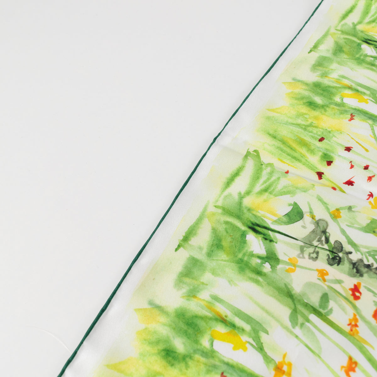 Lafayette 148 Cream Green Floral Silk Scarf