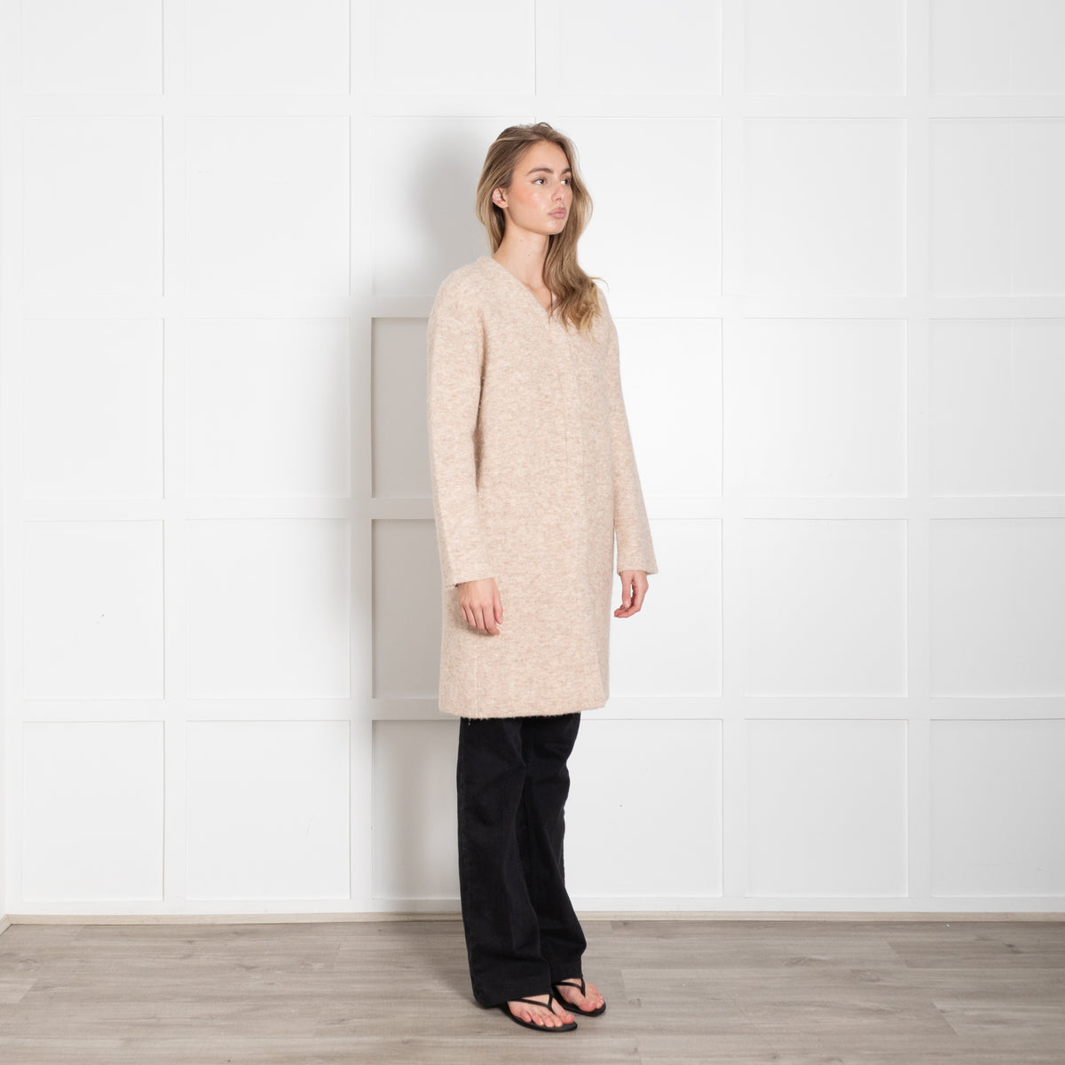 Vince Beige Wool Blend Knit Coat