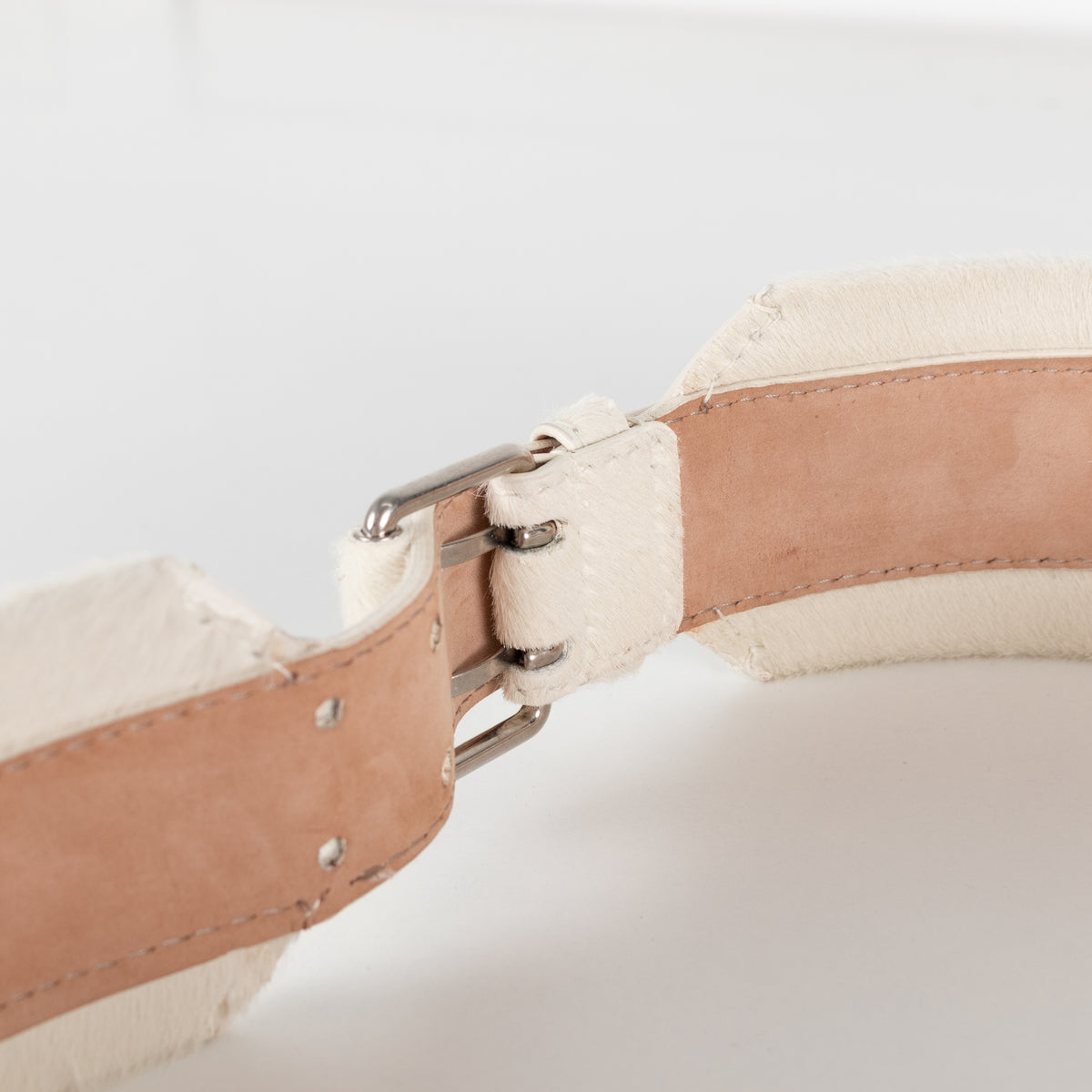 Alexander McQueen White Pony Hair Wide Waist Belt