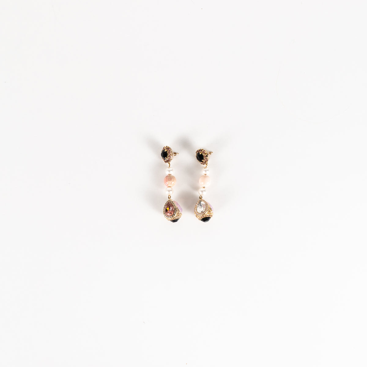 Erdem Gold Faux Pearl Crystal Drop Earrings
