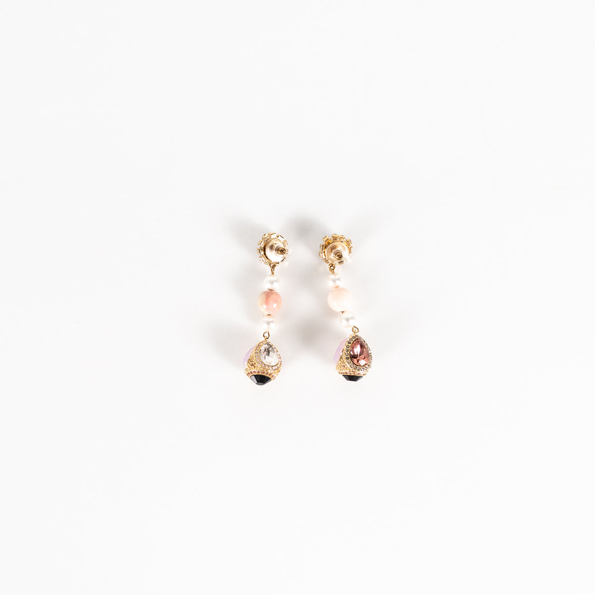 Erdem Gold Faux Pearl Crystal Drop Earrings