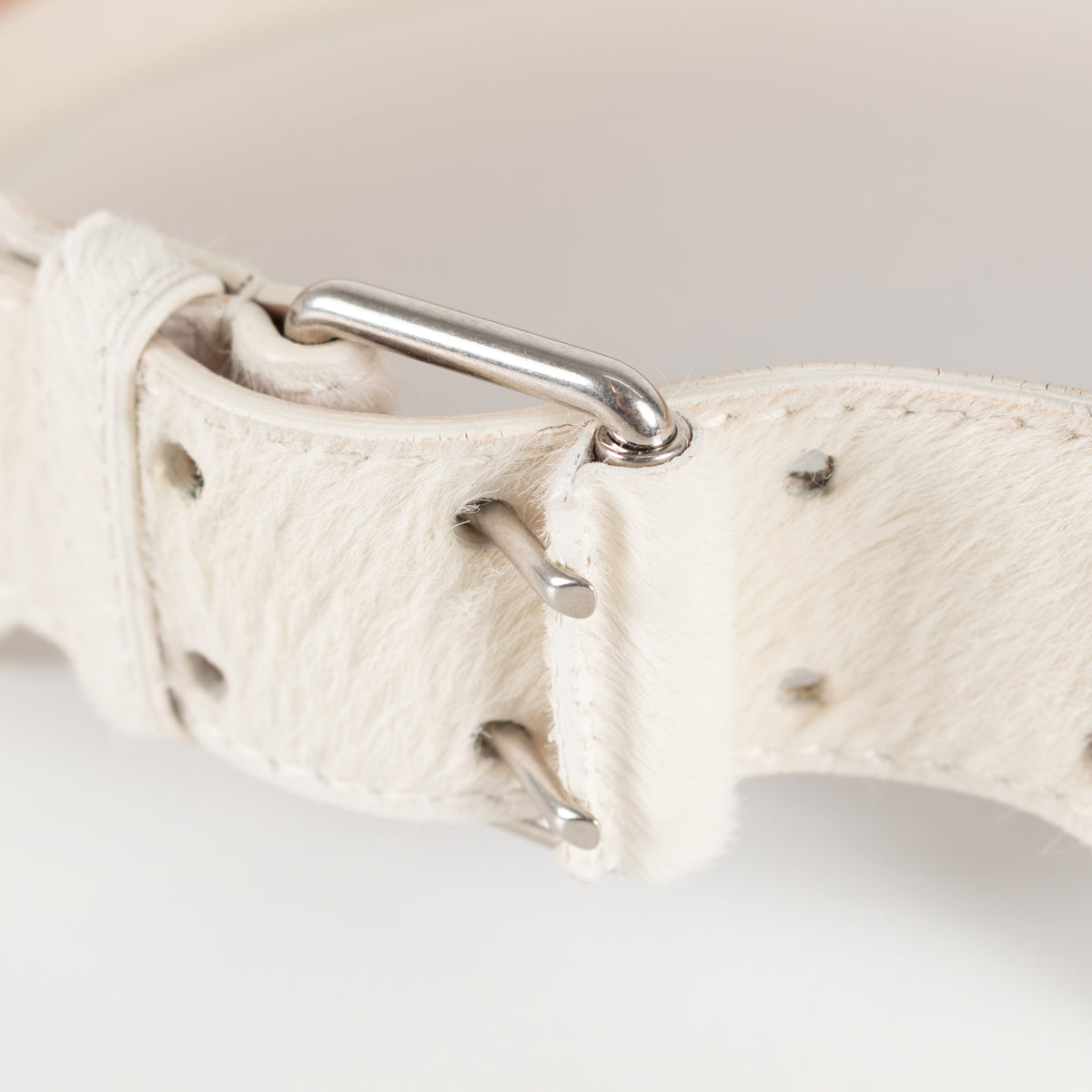 Alexander McQueen White Pony Hair Wide Waist Belt