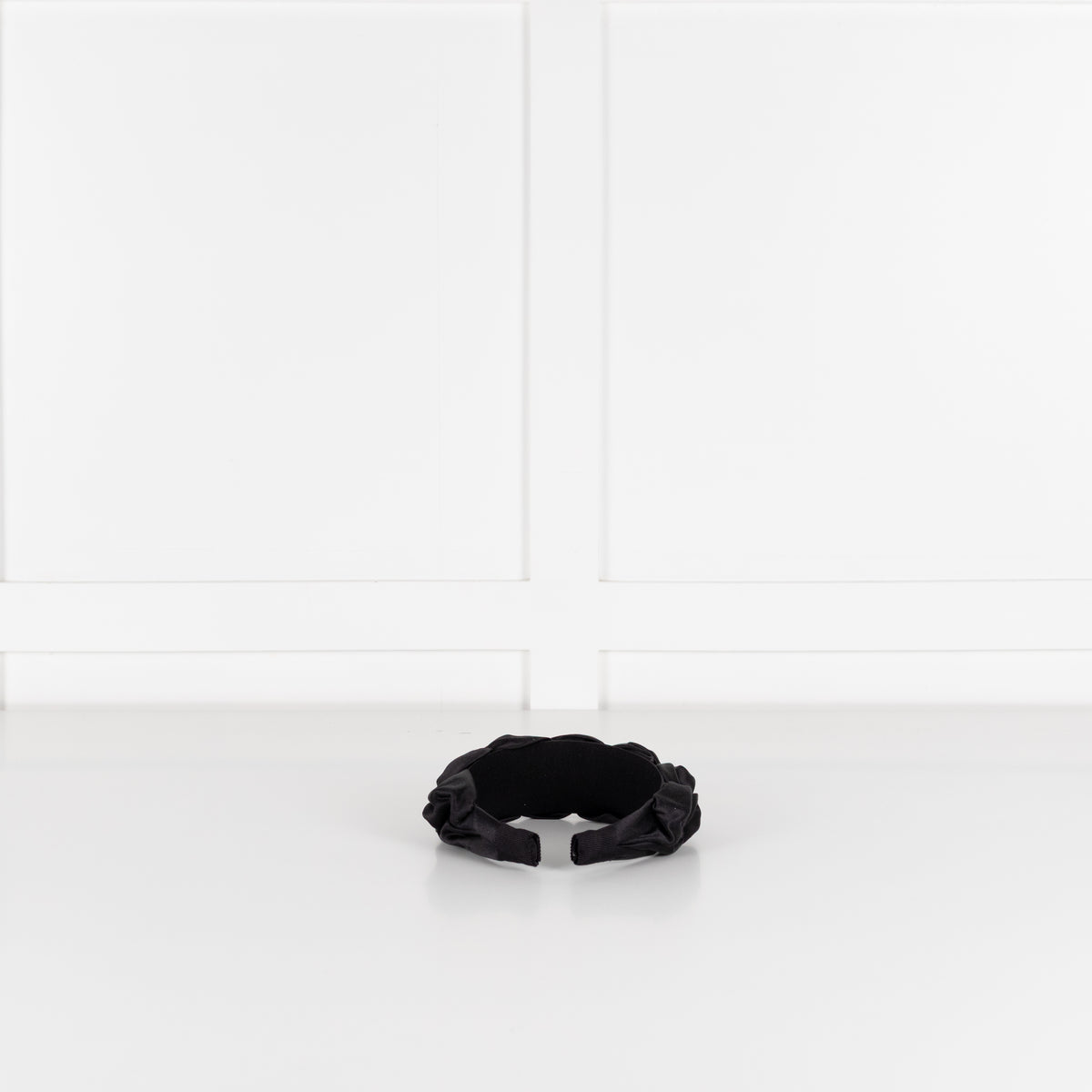 Jennifer Behr Black Ruched Satin Headband