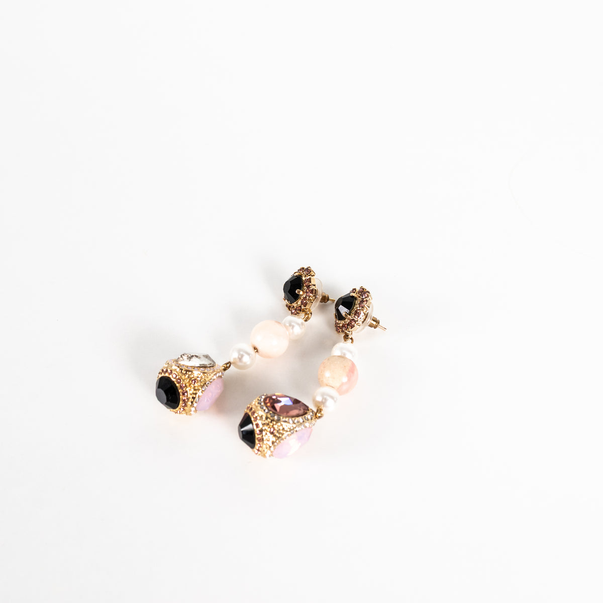 Erdem Gold Faux Pearl Crystal Drop Earrings