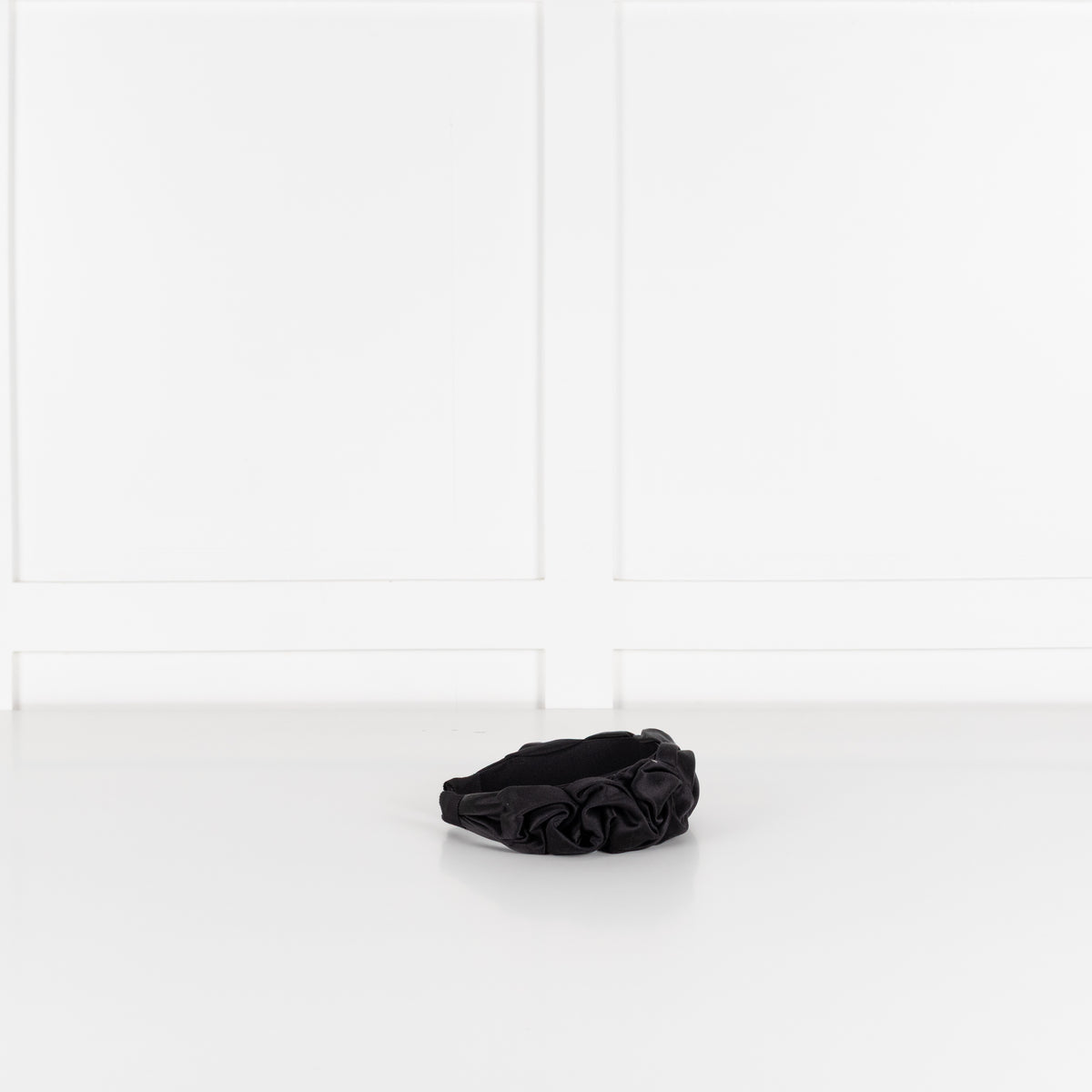 Jennifer Behr Black Ruched Satin Headband